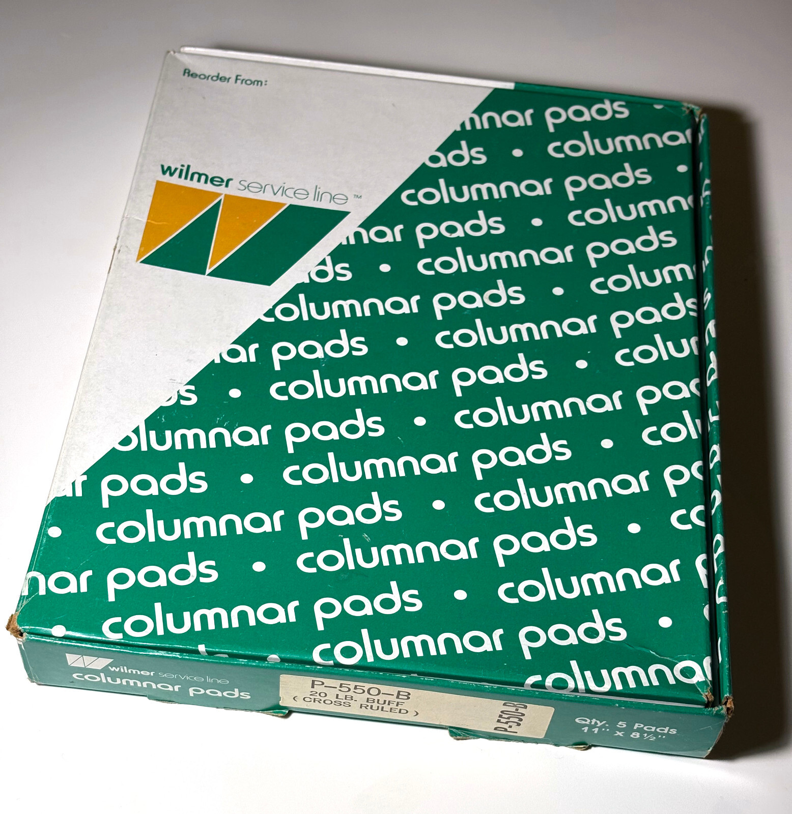 Wilmer Service Line P-550-B columnar pads – Buff 20lb Green Cross Ruled – 4 Pads