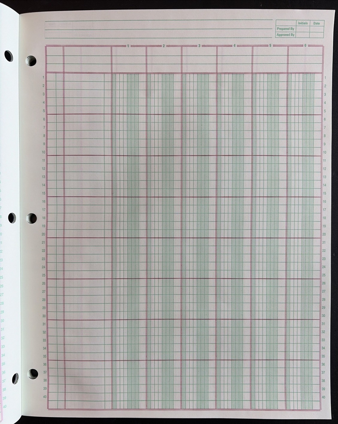 Adams 6 Column Columnar Analysis Pad 50 Double Sided Sheets Green Tint 3 Hole…