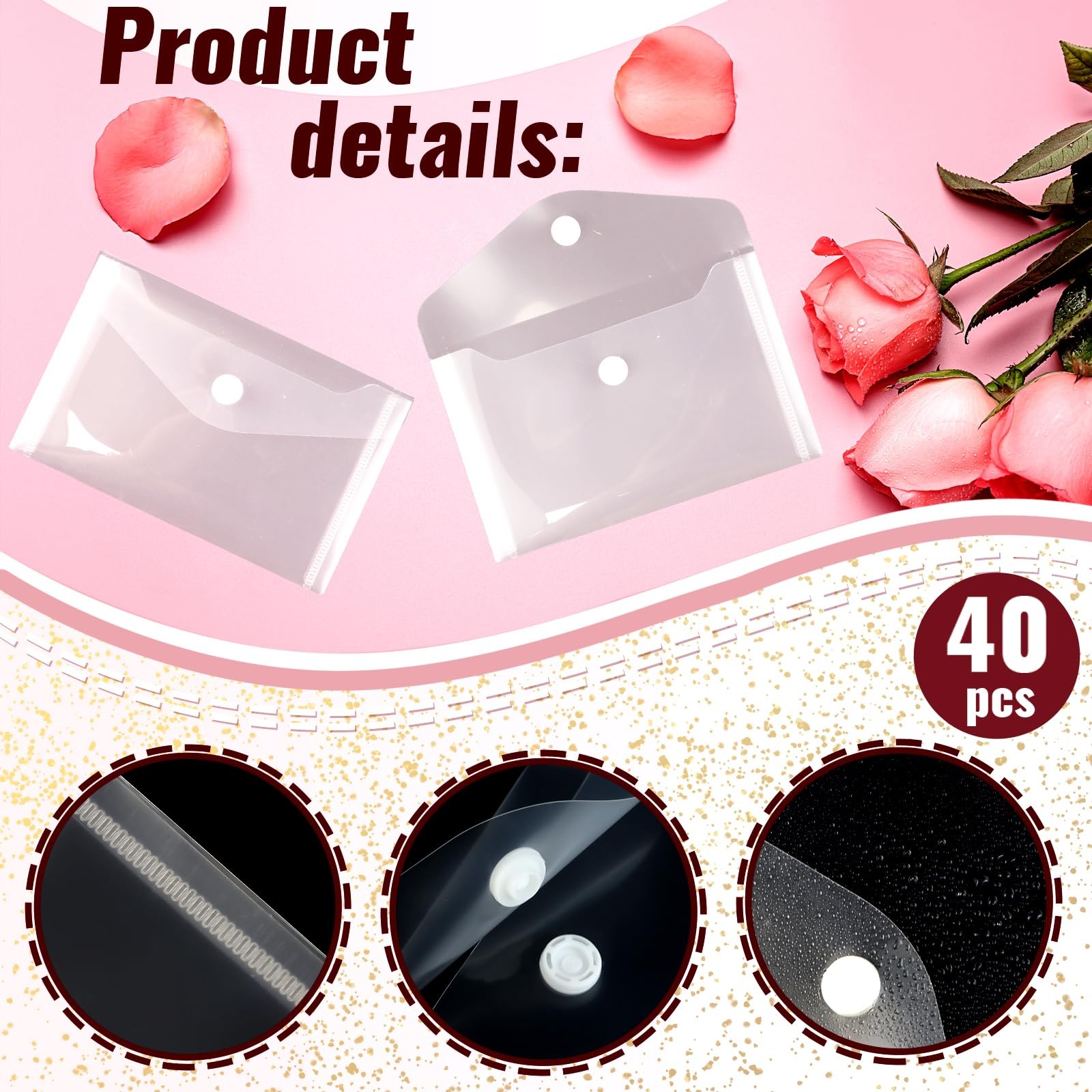 Vmiapxo 40 Pack Stamp and Die Storage Pockets, Reusable Small 4″ x 6″, Clear