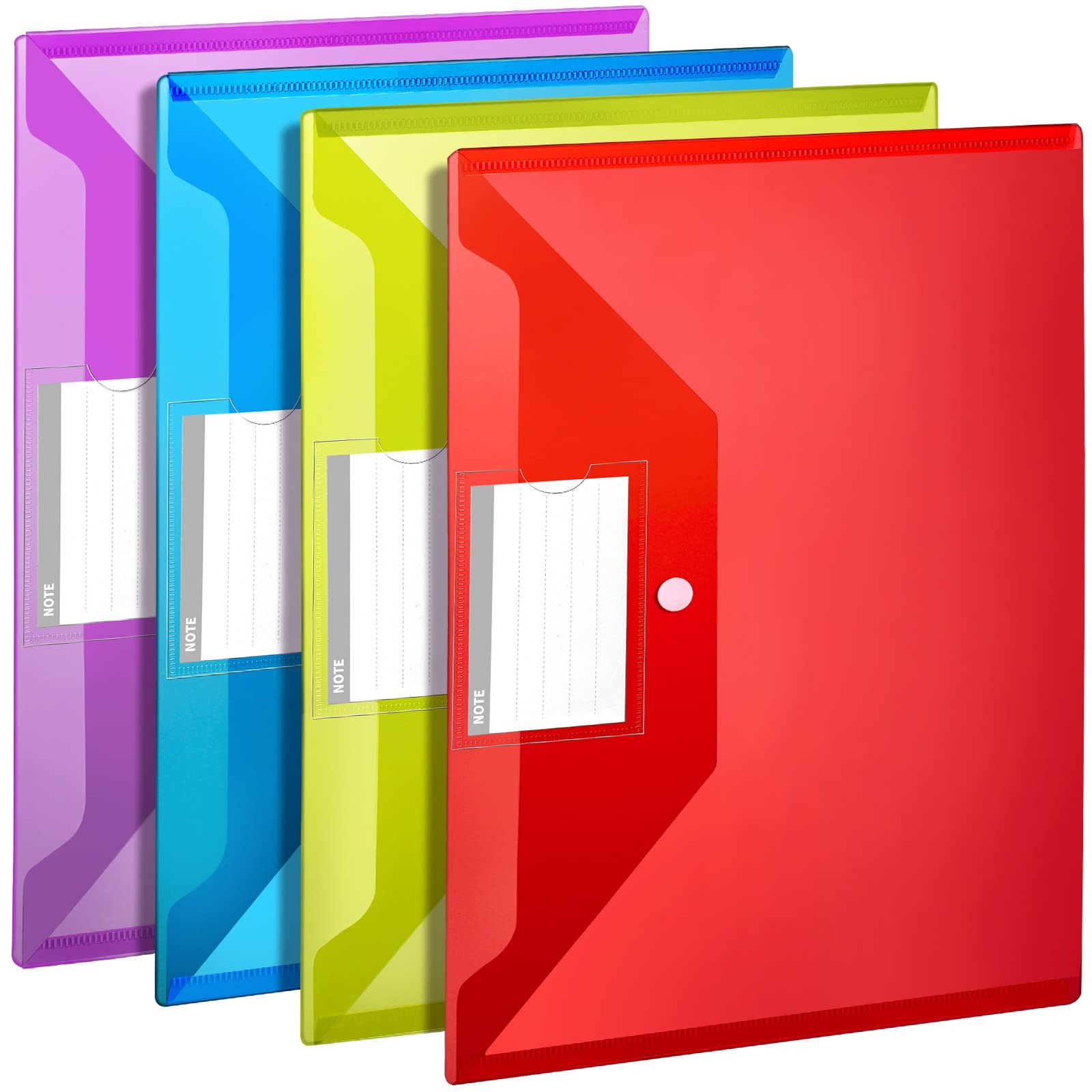 LEOBRO File Folders for Documents, 4 Pcs Plastic with Assorted