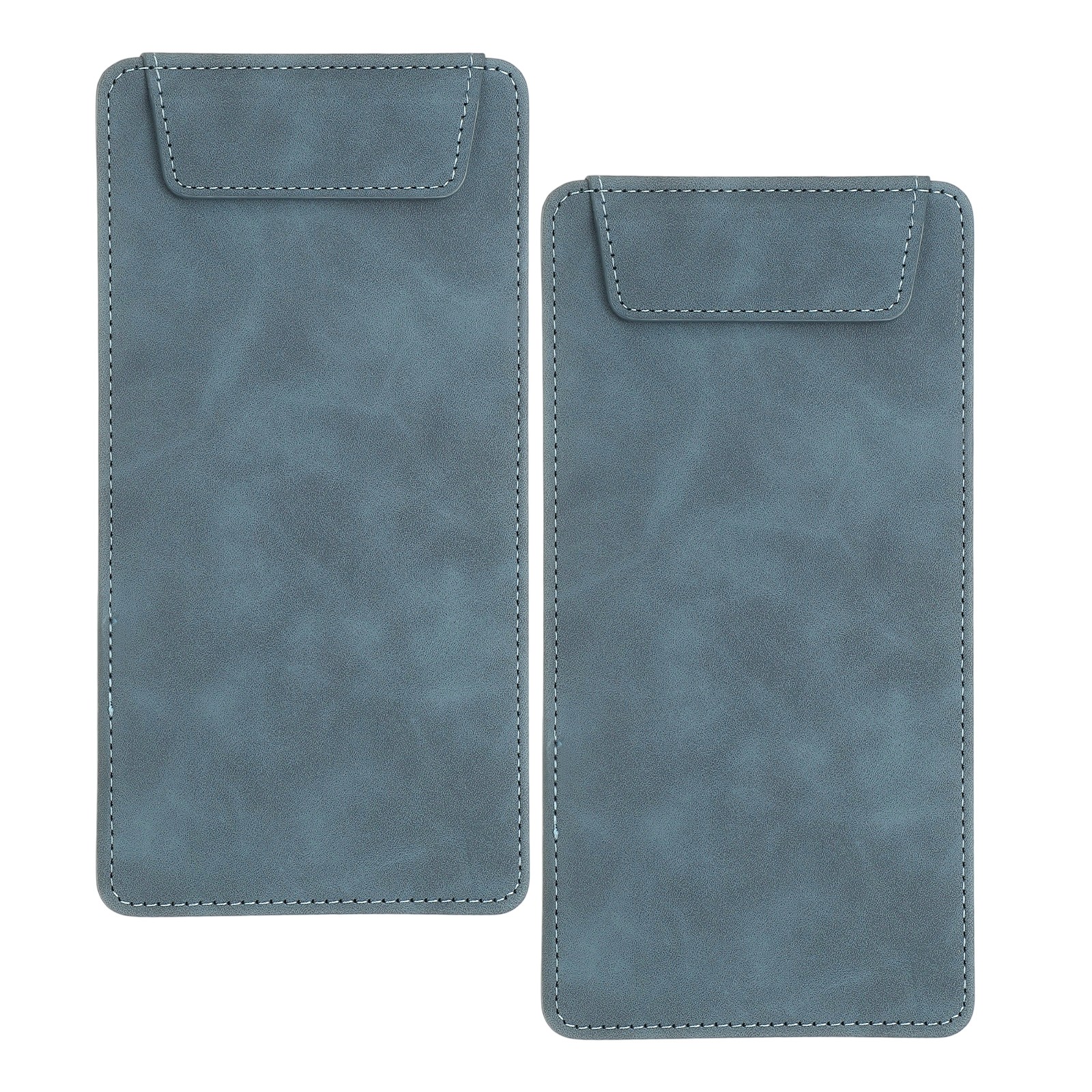 2 Pack Mini Clipboard, 8″ x 4″ Leather Small Clipboard with Pen Holder (Blue)
