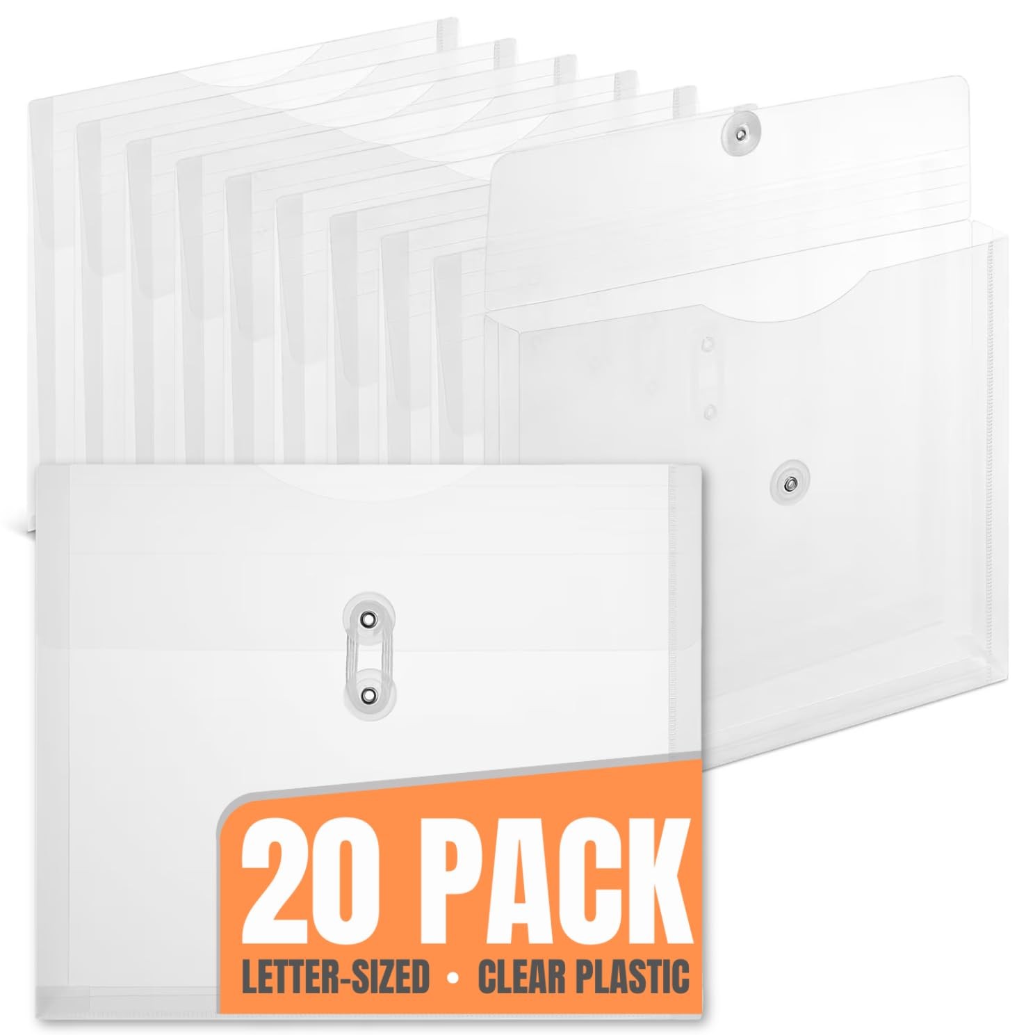 1InTheOffice Poly Envelopes Expandable Plastic Clear Envelope One Size,