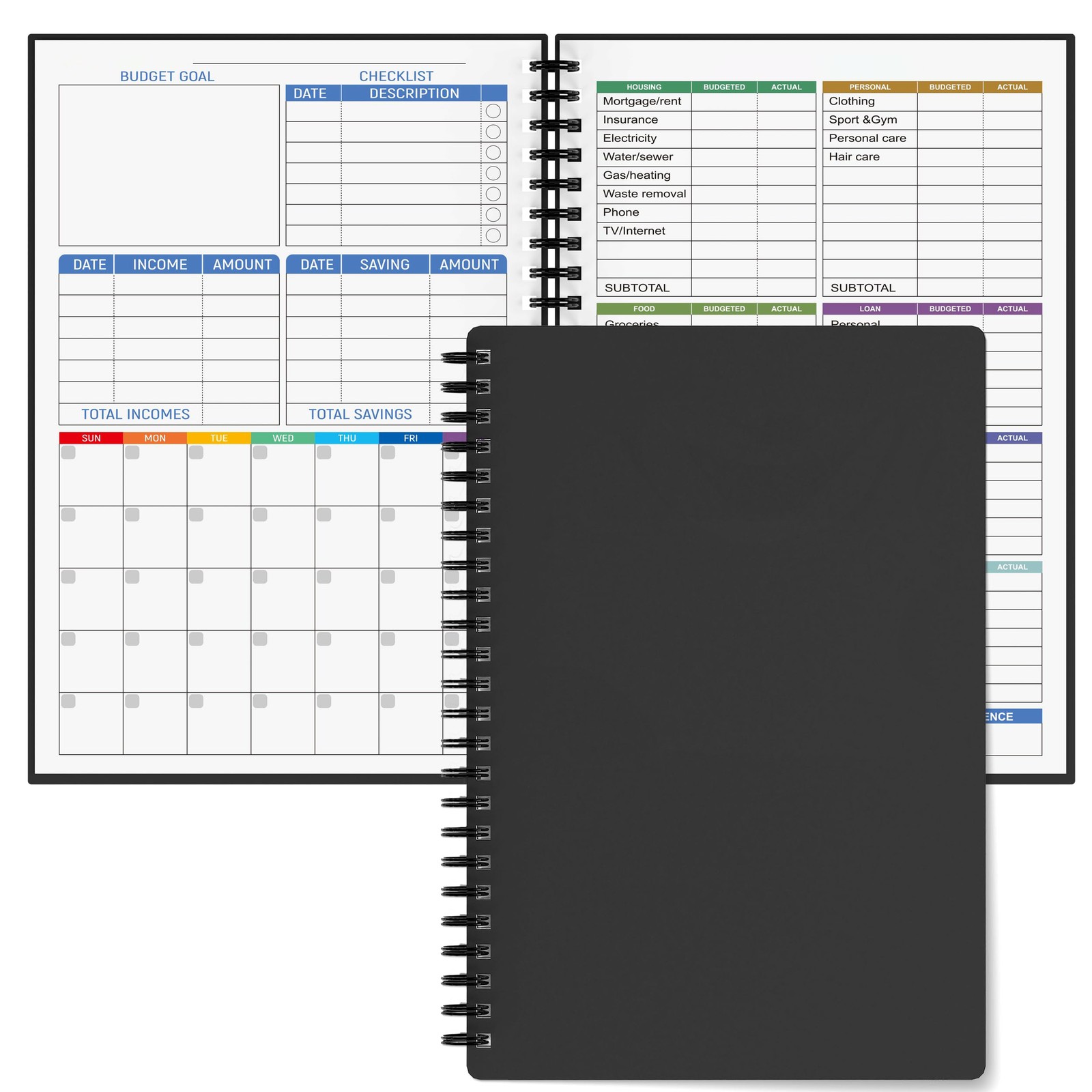A5 Finance Planner, Undated Account Book, Expense Management, Silver Cover