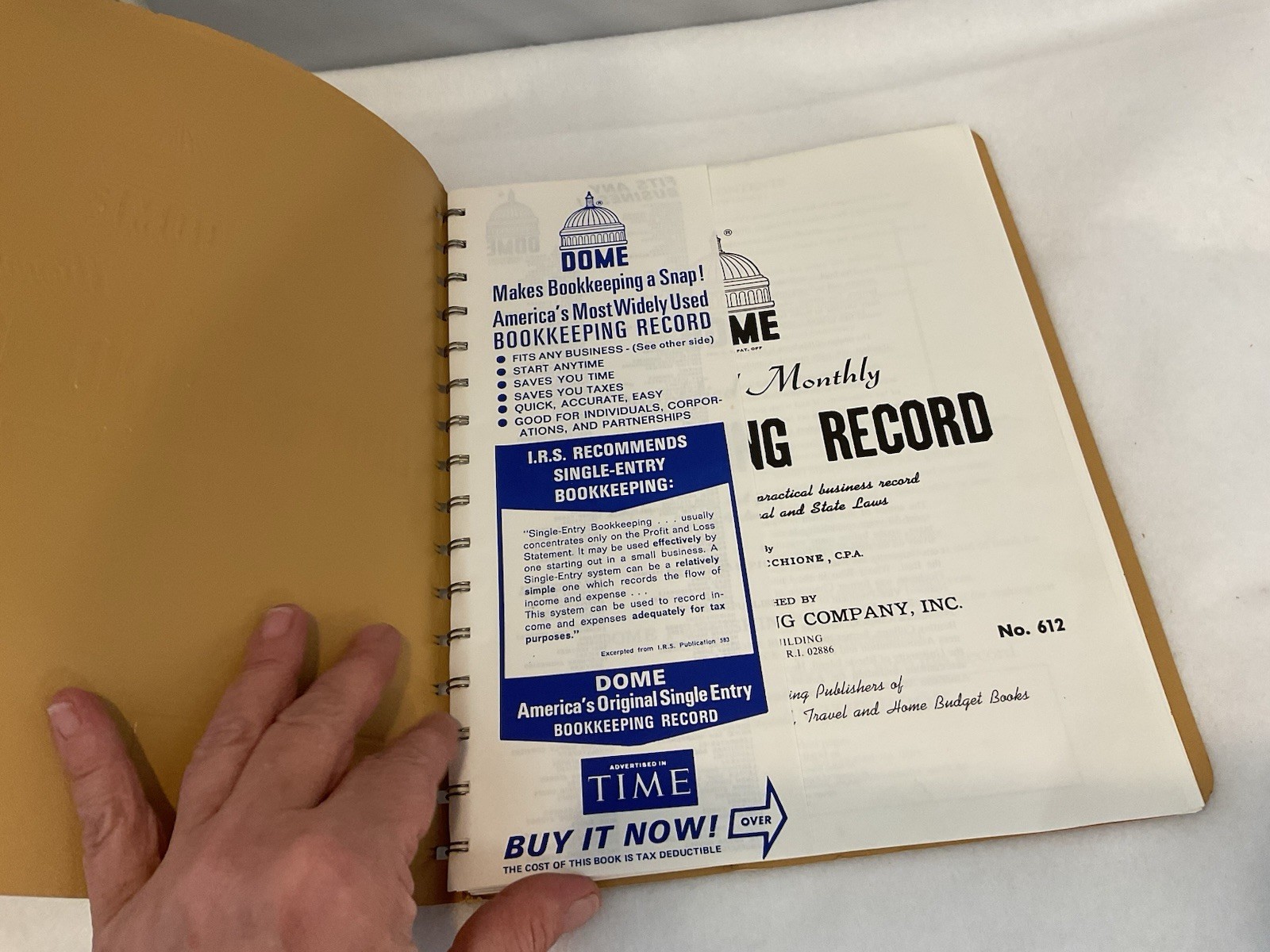 DOME Simplified Monthly Bookkeeping Record Spiral Bound #612 Nicholas Picchione