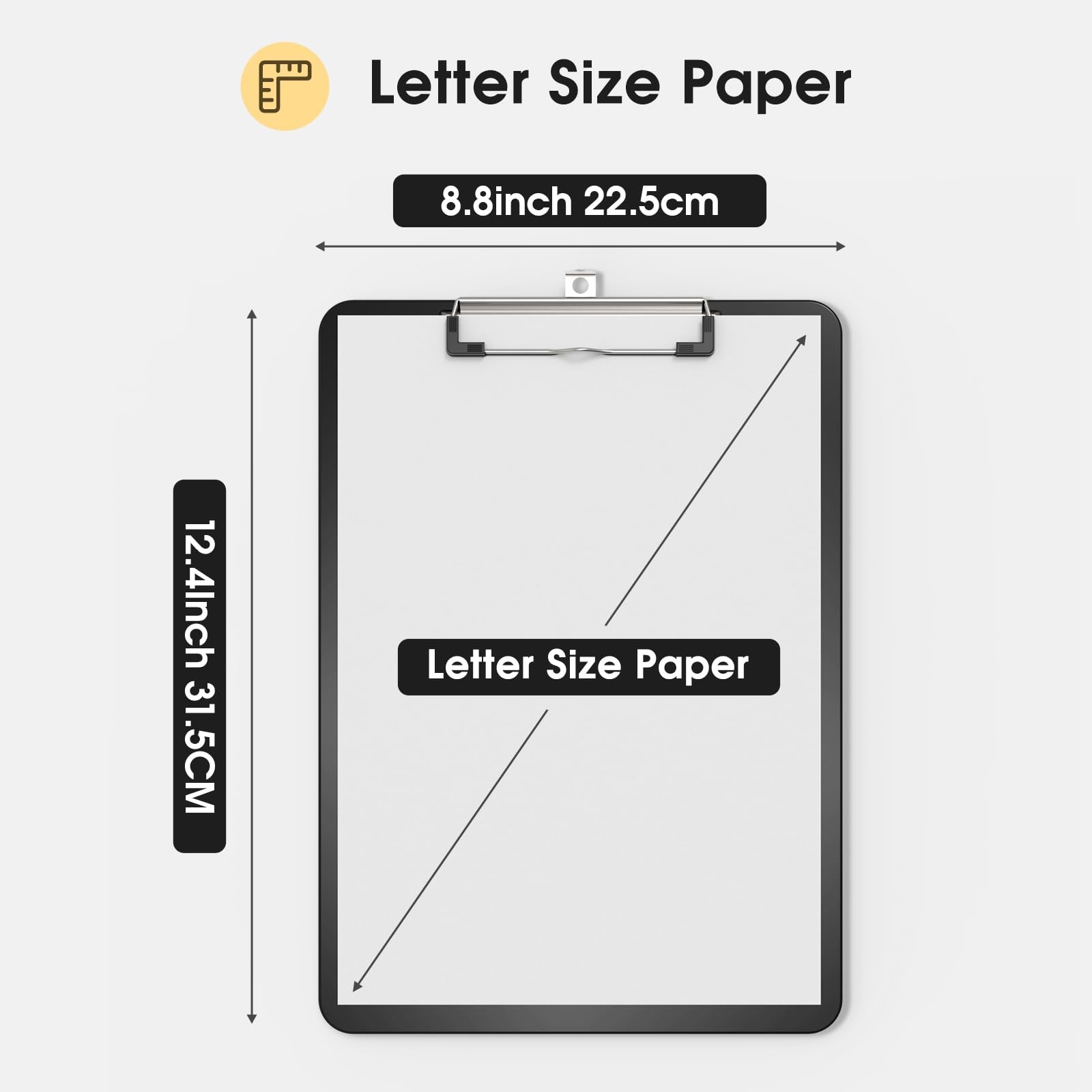 Macroclo Plastic Clipboards Set of 2, Black 8.5×11 Clip Board 2 Pack,