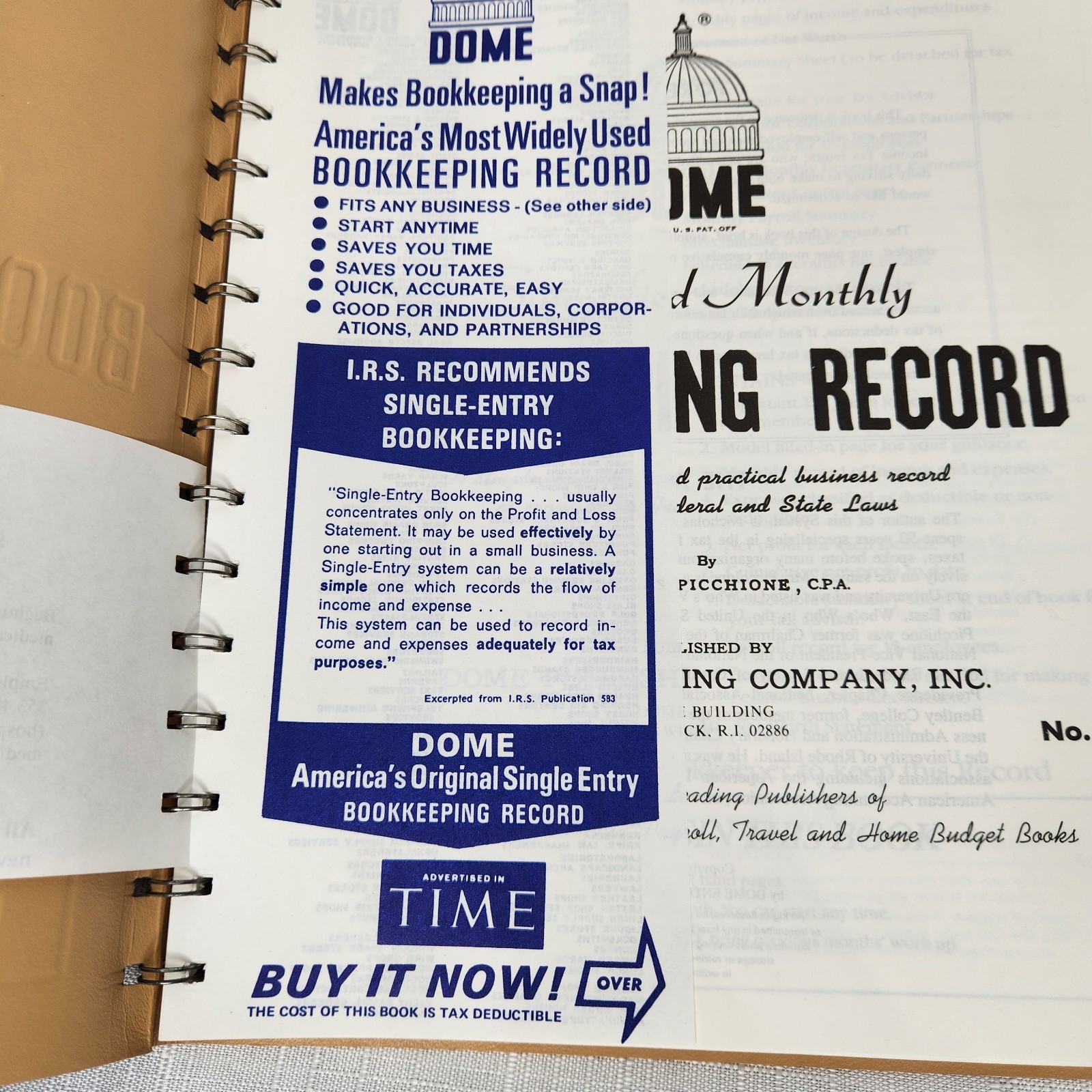 Dome Simplified Monthly Bookkeeping Record Accounting 8.75″ X 11.25″ Lot of 2