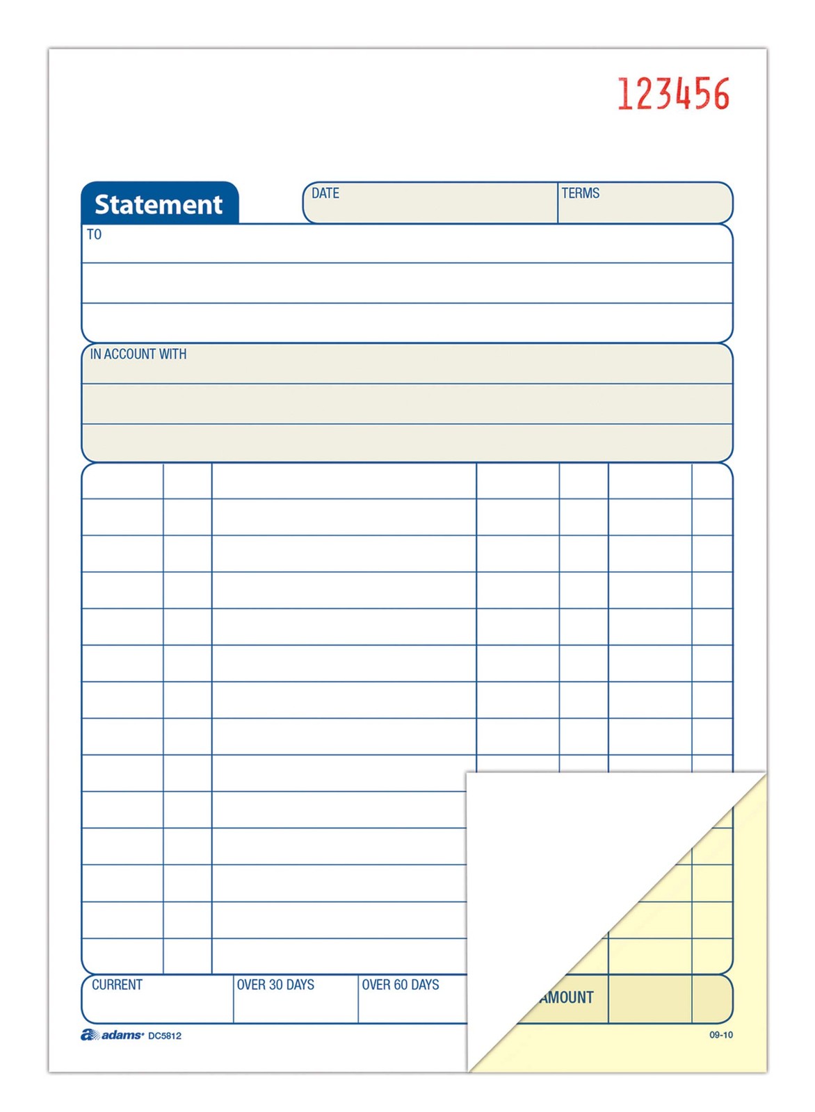 Adams Statement Book, 2-Part Carbonless, White/Canary, 5-9/16 x 8-7/16 Inches,