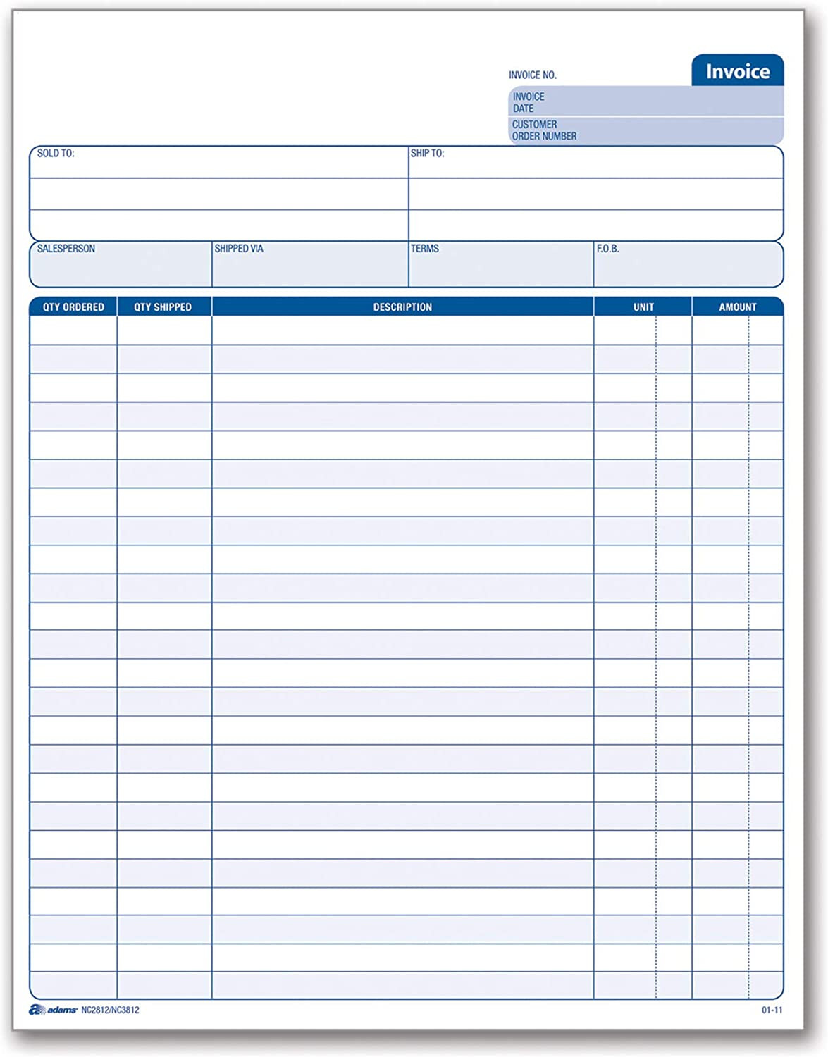 Invoice Sets, 2-Part Carbonless, 50 Sets per Pack (NC2812-50) – White/Canary