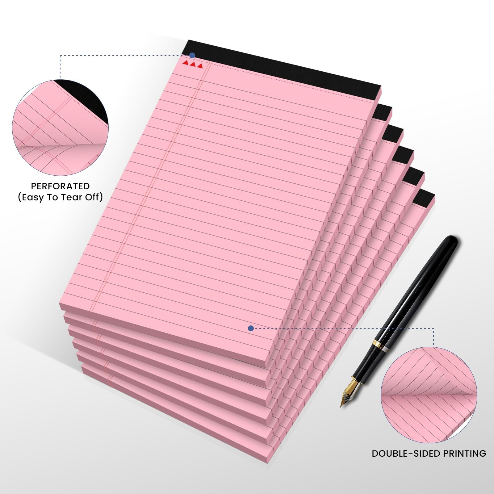 Ciphyfee 6pcs Small Note Pads, Pink Notepads 5×8 College inches,