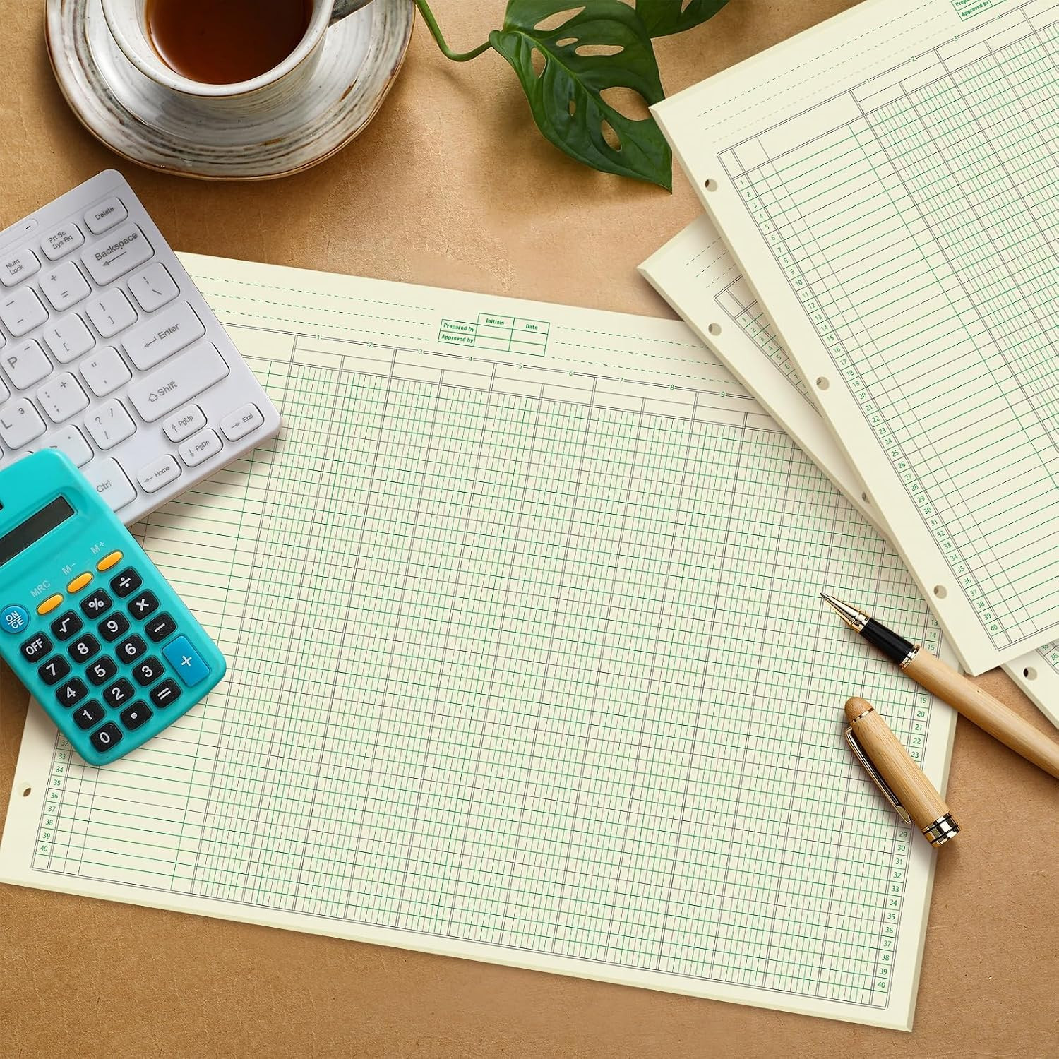 Fulmoon 5 Pack 250 Sheets Ledger Paper Accounting Columnar Pads 3 Hole Analysis
