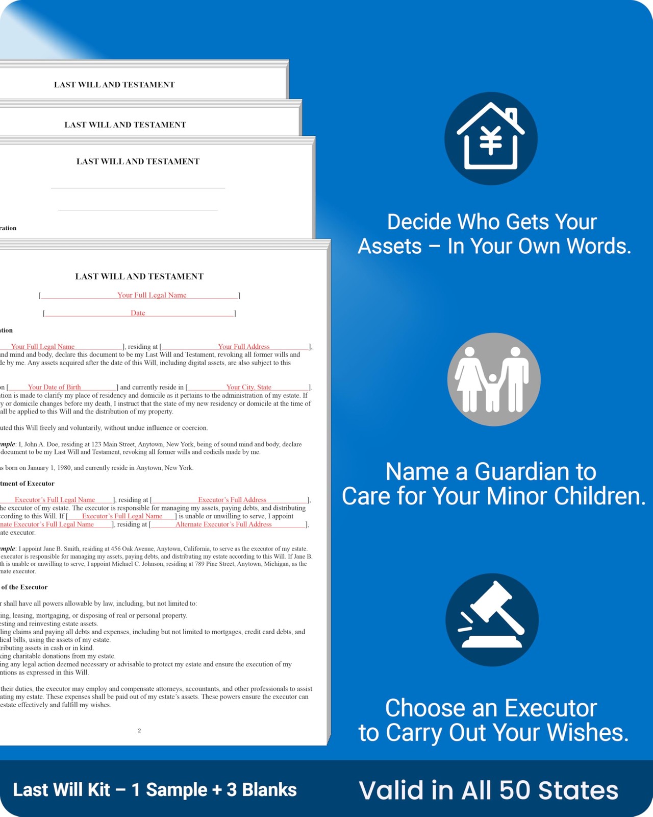 TillBio 2026 4-in-1 Estate Planning Kit – Includes Last Large, Black&red
