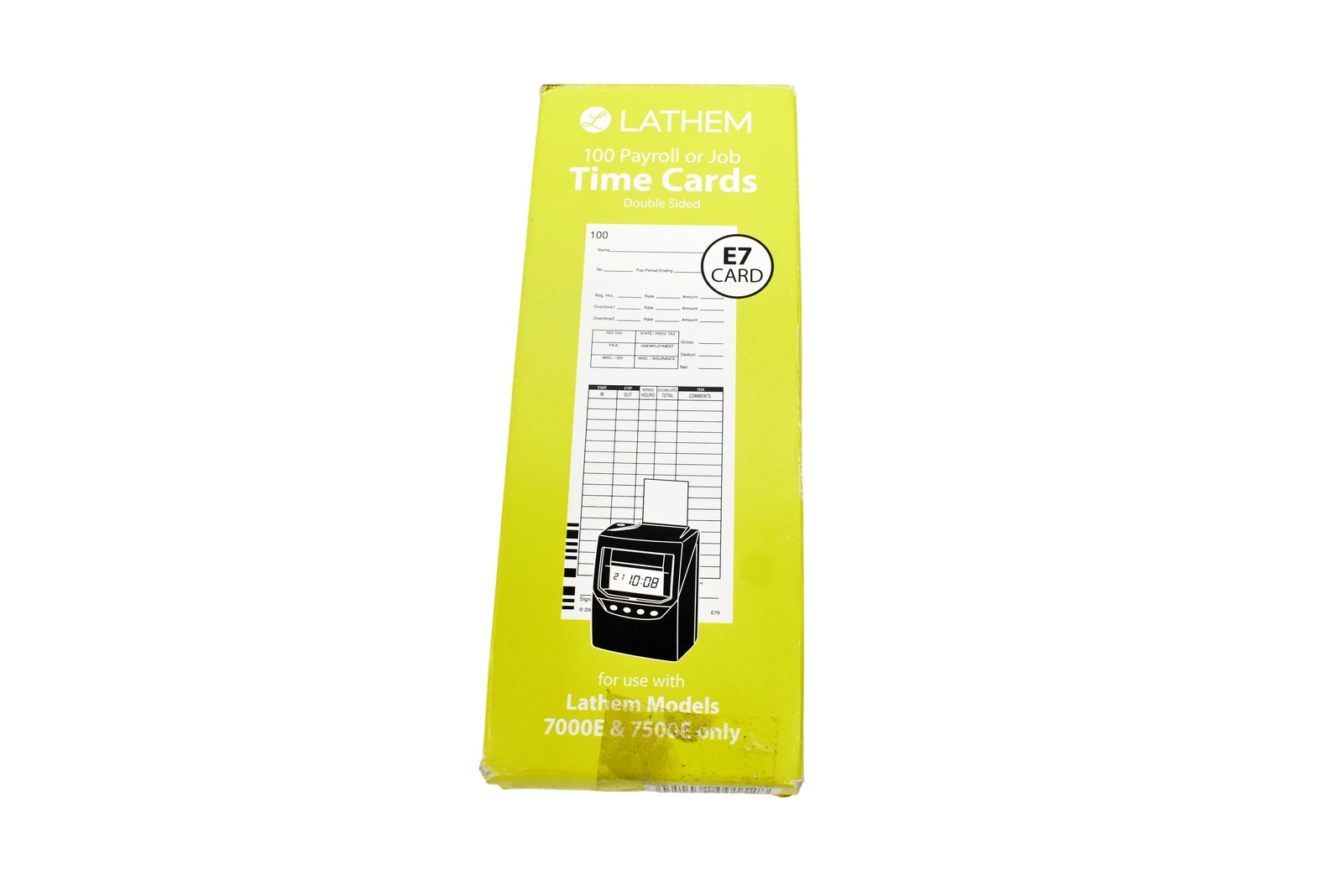 LATHEM 100 Payroll Or Job Time Cards Double Sided E7 Card Part# E79-100