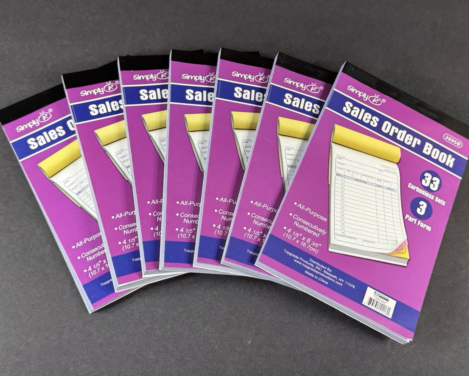Lot of 7 Simply Sales Order Books 33 Carbonless 3-Part Forms 4-1/8” x 6-3/4” New