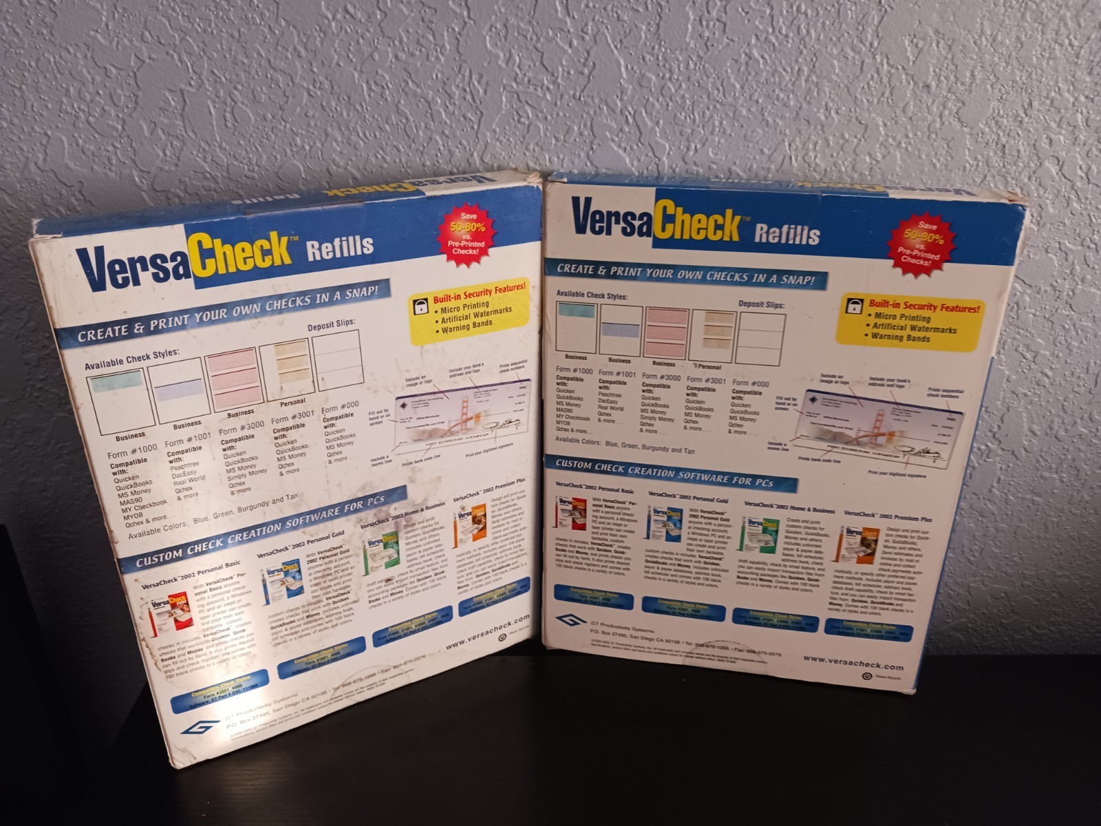 2-Pack VersaCheck Blank Business Checks – Burgundy & Blue Classic Refill Sheets
