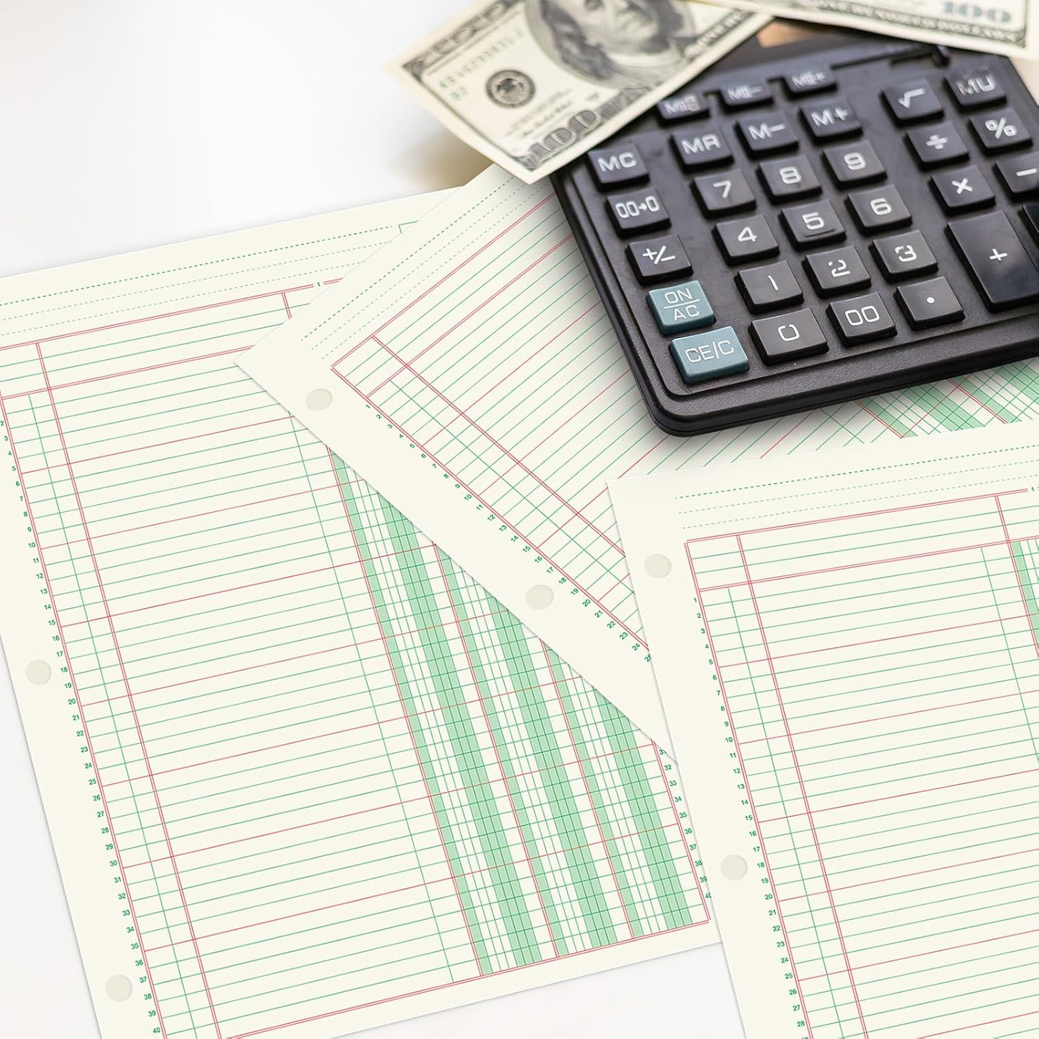 2 Pads 100 Sheets Columnar Analysis Pad 3 Column Ledger 3 Hole Punch Accounting