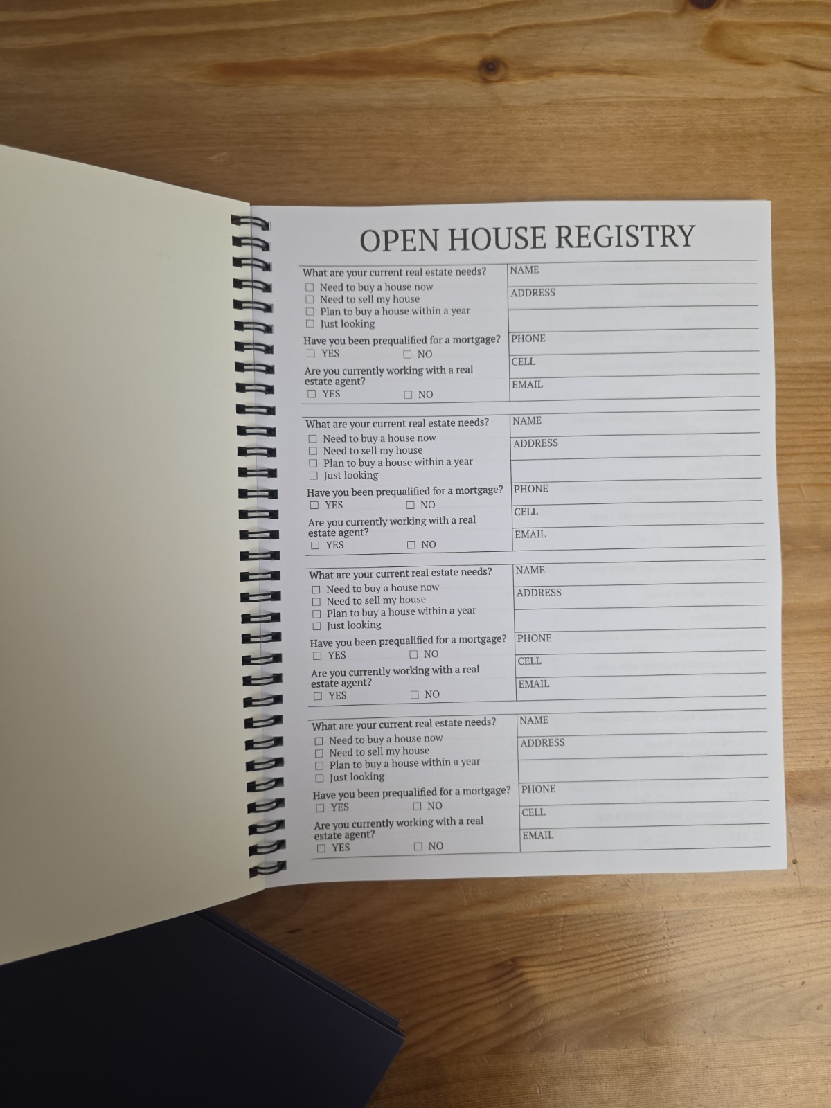 Open House Register Guest Registry and Millionaire real Estate Agent book