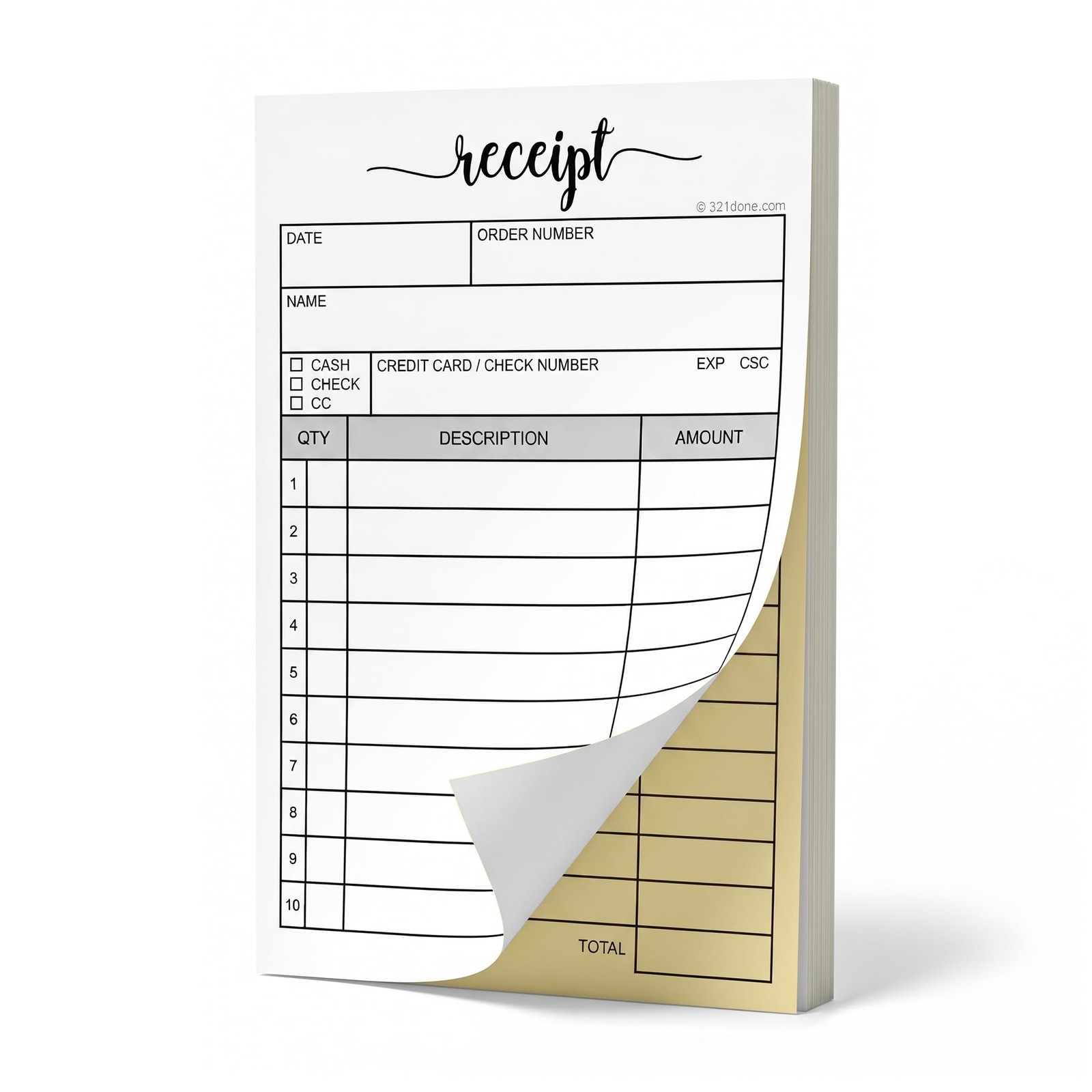 Receipt Book with Carbon Copies for Small Boutique Business, 2-Part Carbonles…