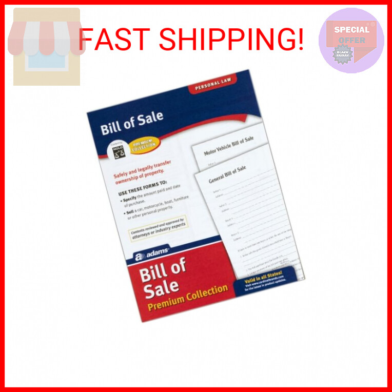 Adams Bill of Sale Forms Pack, Includes 2 Motor Vehicle and 2 General Bills of S