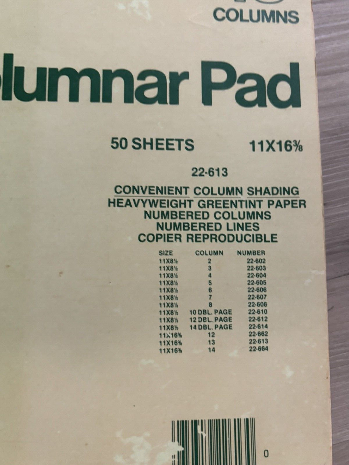 Vintage AMPAD Columnar Pad Column Ruling 13 Columns 16.5″ x 11″