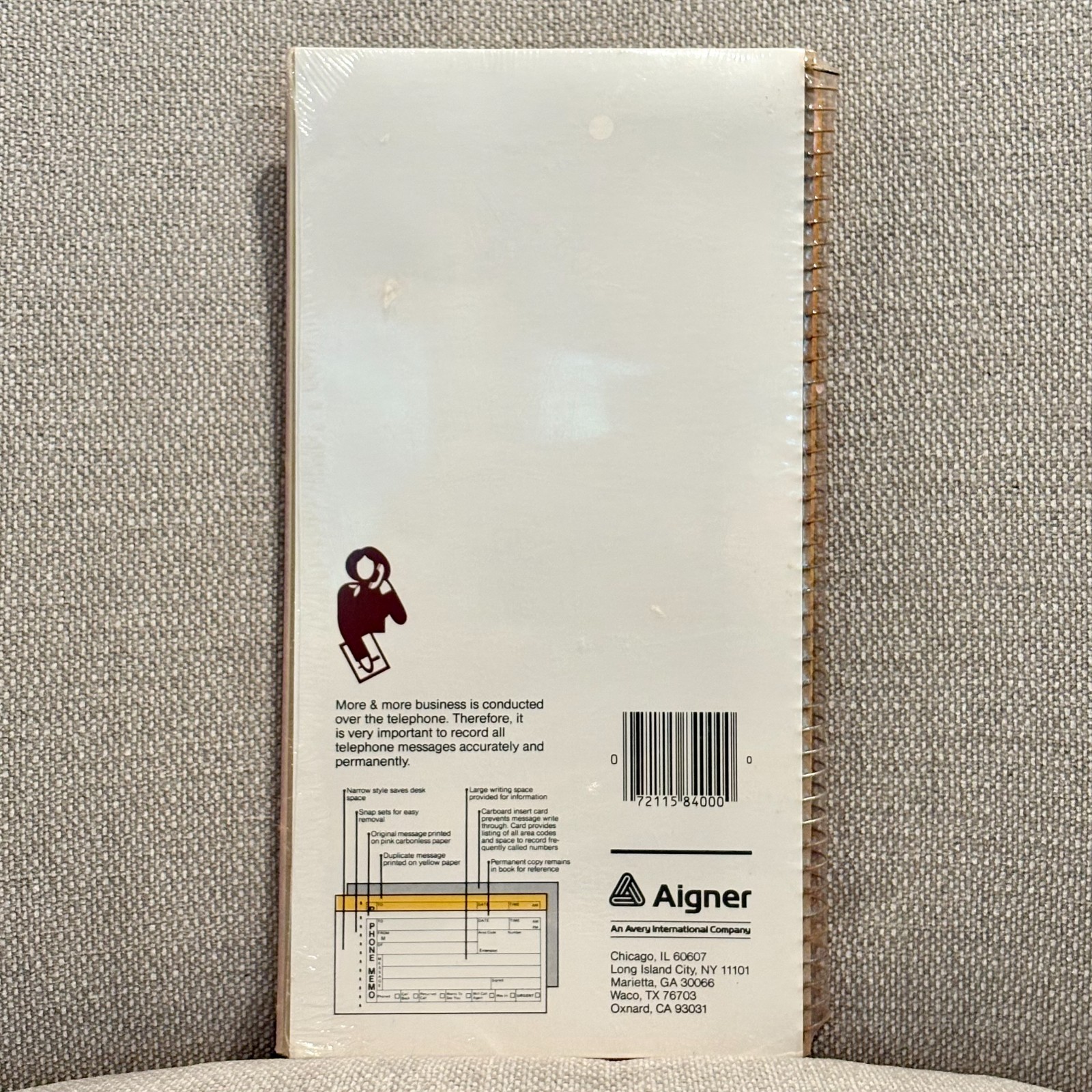 Vintage ☎️ Aigner Avery Phone Message Book 84000 ☎️ Office Business Telephone