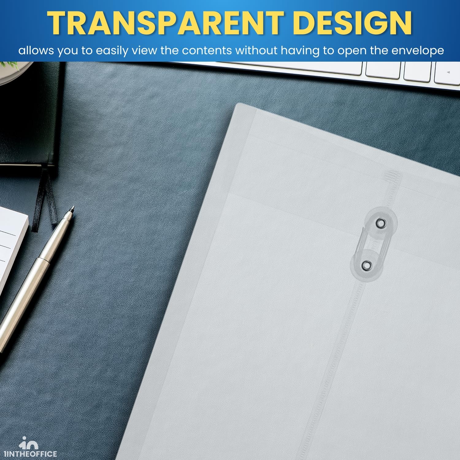 1InTheOffice Poly Envelopes with String Closure, Button and Transparent