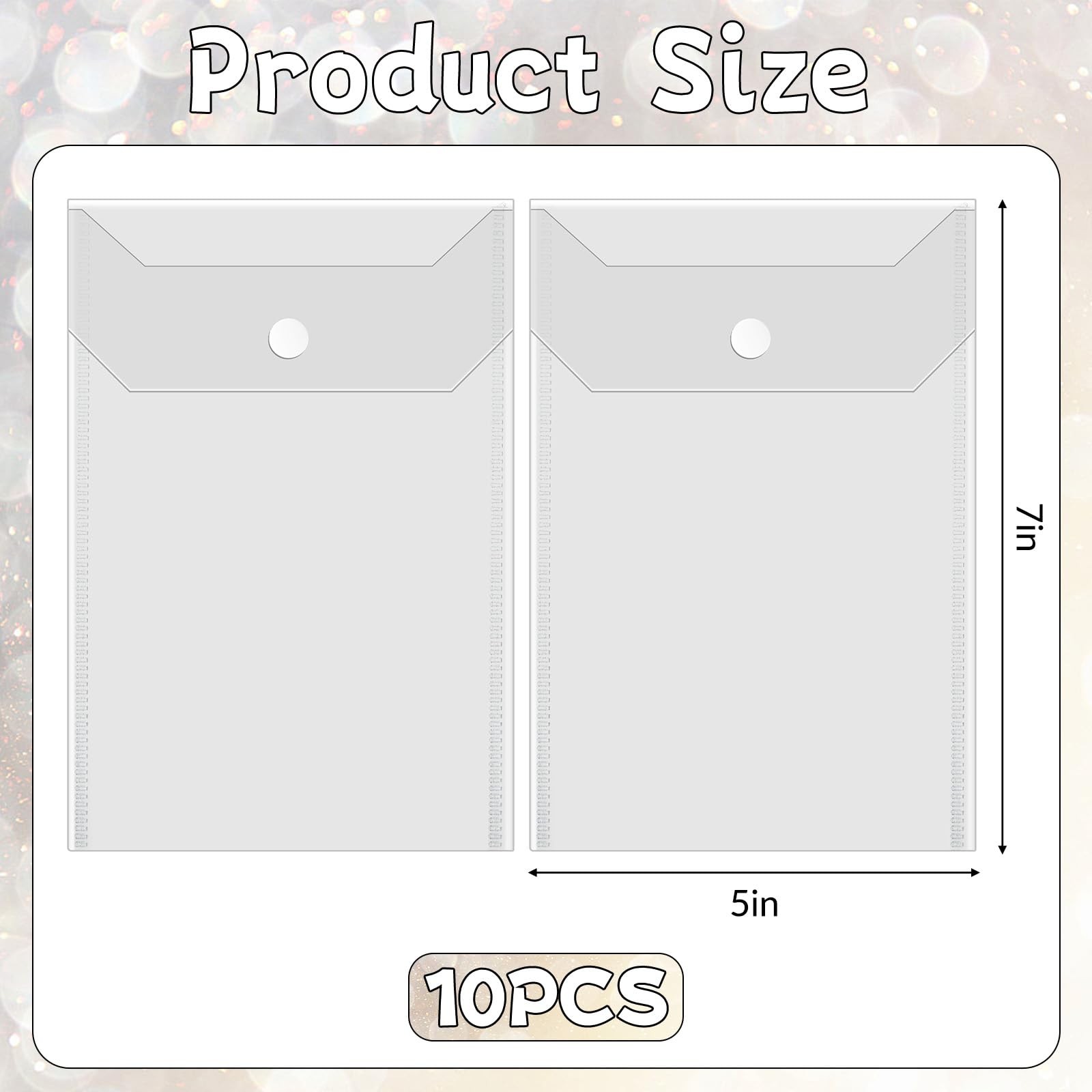 10 Pcs 5×7 Plastic Envelopes with Snap Closure Waterproof Transparent