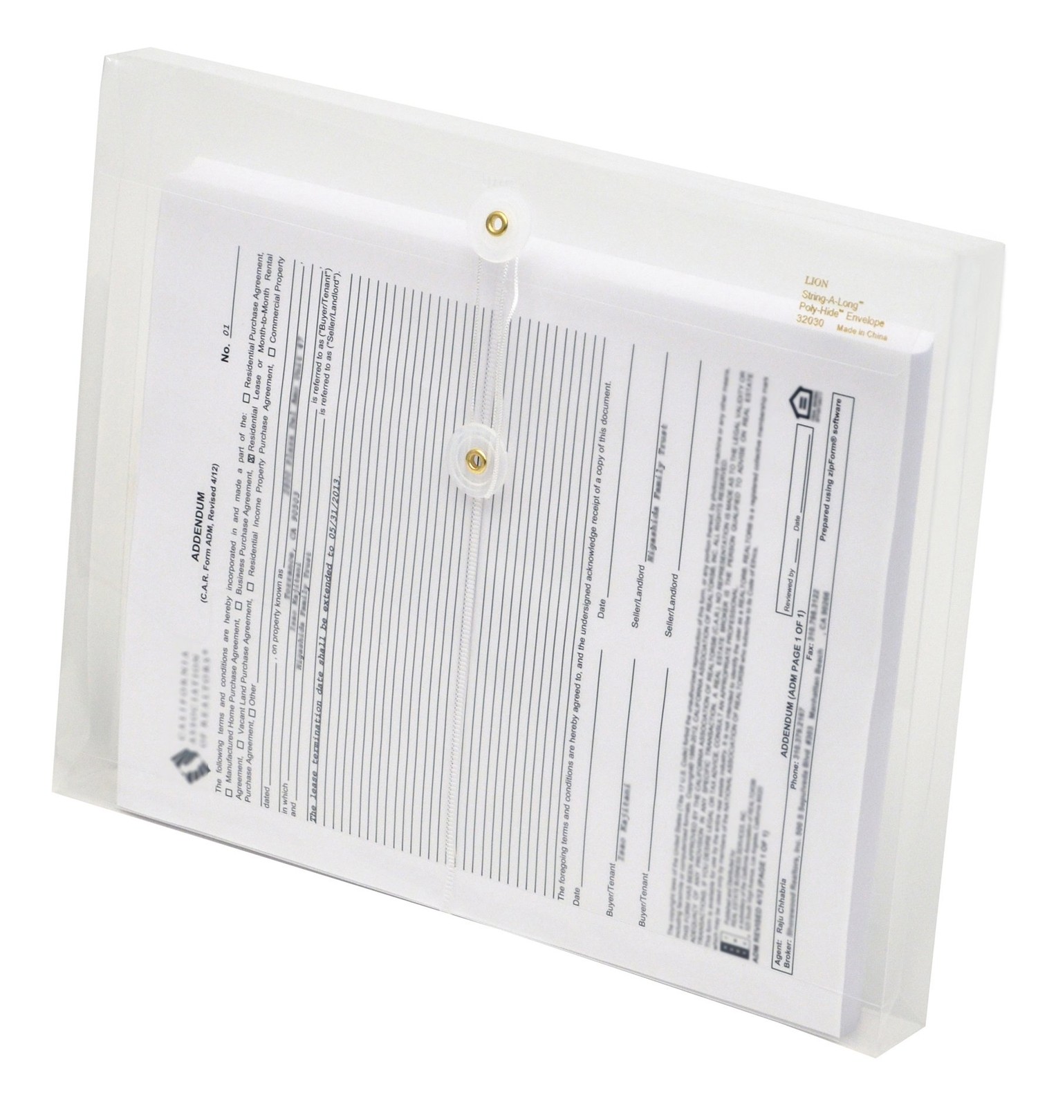 Lion String-A-Long Clear Poly Envelopes with Gusset, Letter,