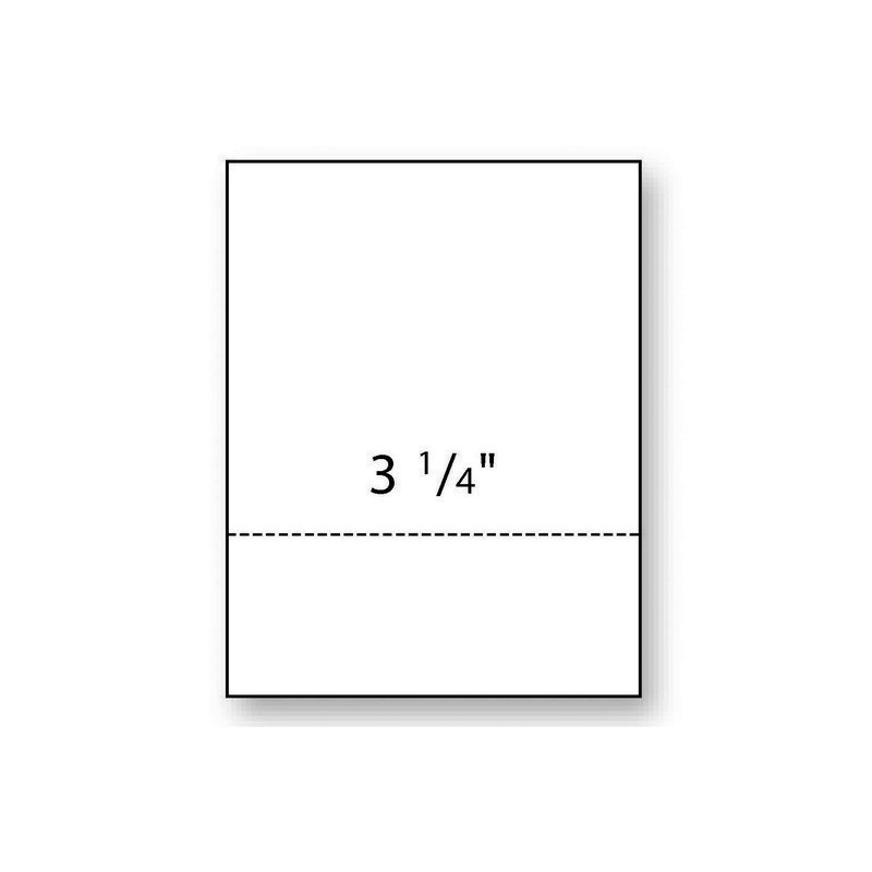 8-1/2” x 11″ Laser Cut Sheet, 24# White Stock, 1 Horizontal Perforation 3-1/4″