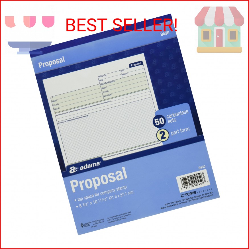 Adams Proposal Form Book, 2-Part, Carbonless, 10.19 x 8.38 Inches, 50 Sets, Whit