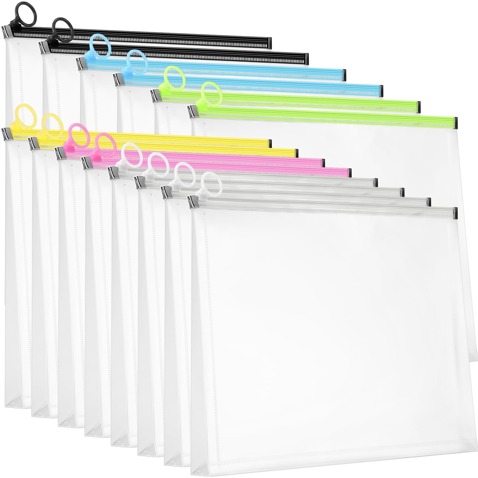 Yexiya 14 Pcs Back to School Clear Plastic Zip Envelope A4 Stylish Colors