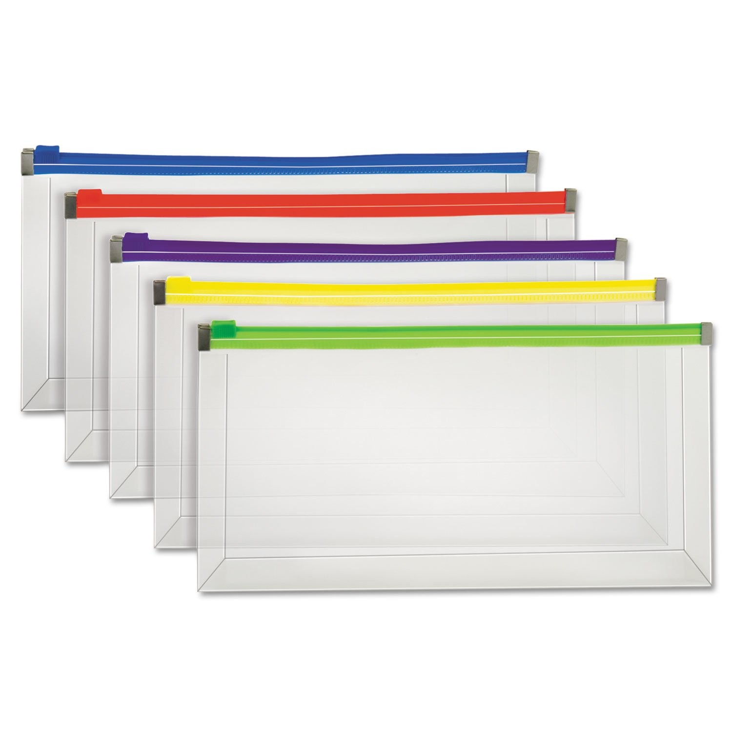 Pendaflex Poly Zip Check Envelope, One Size, Blue Red Purple Yellow Green