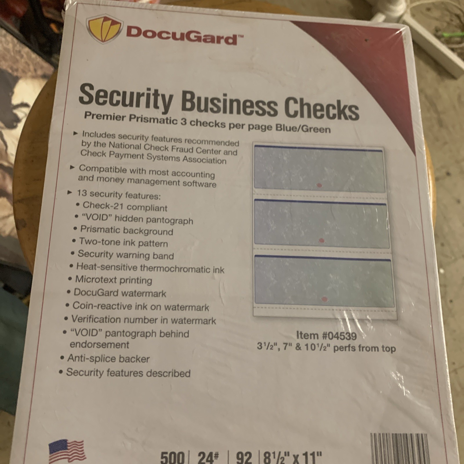 High-Security 8.5 x 11 Prismatic Check Paper – 3 Perforated Checks, 500 Count