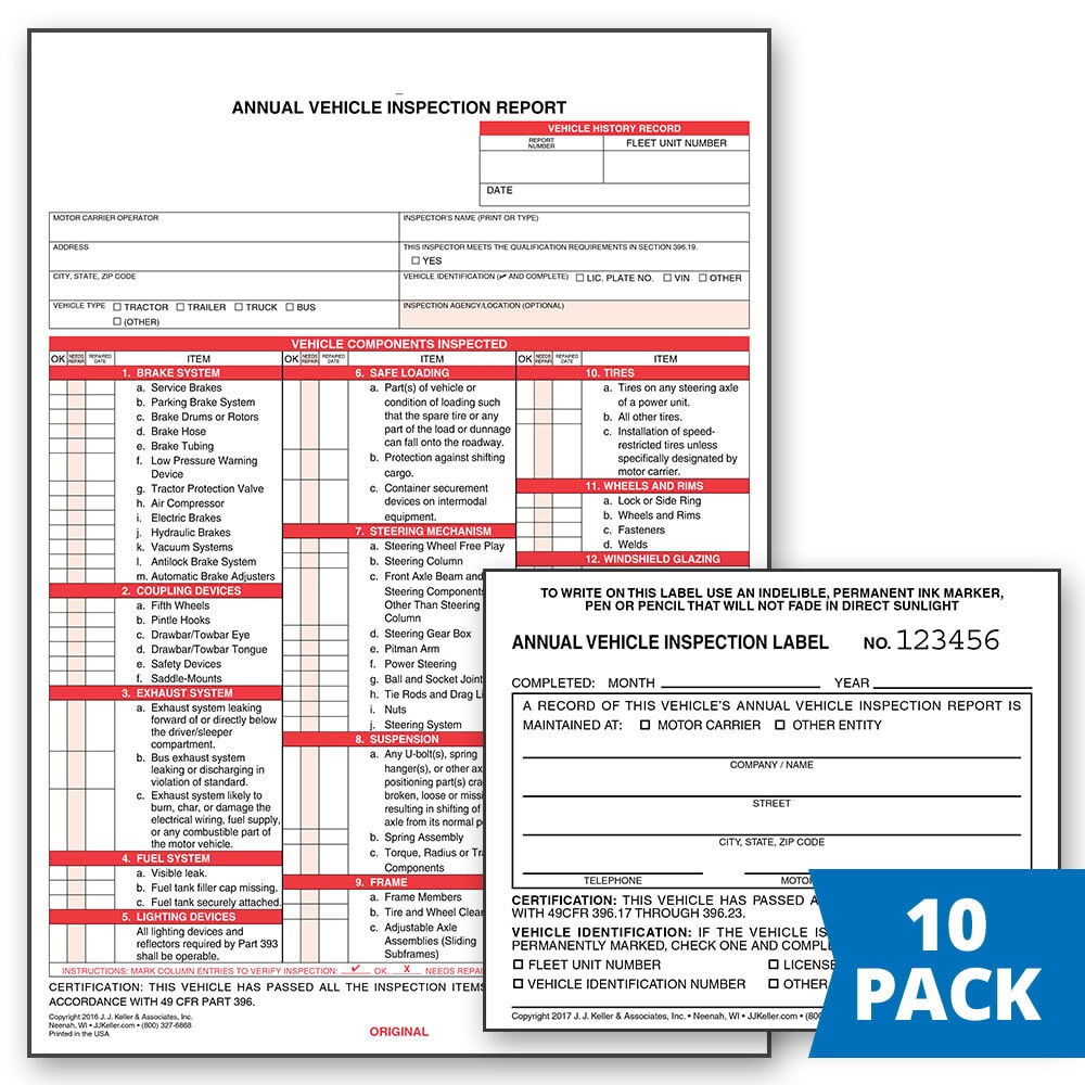 J. J. Keller 10-pk. AVIR Shrinkwrap Snap-Out Format, 3-Ply Carbonless, with