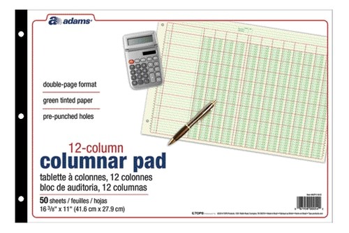 ABFACP111612 Adams Analysis Pad Columnar Pad, 12 Column, 11″ x 16-3/8″