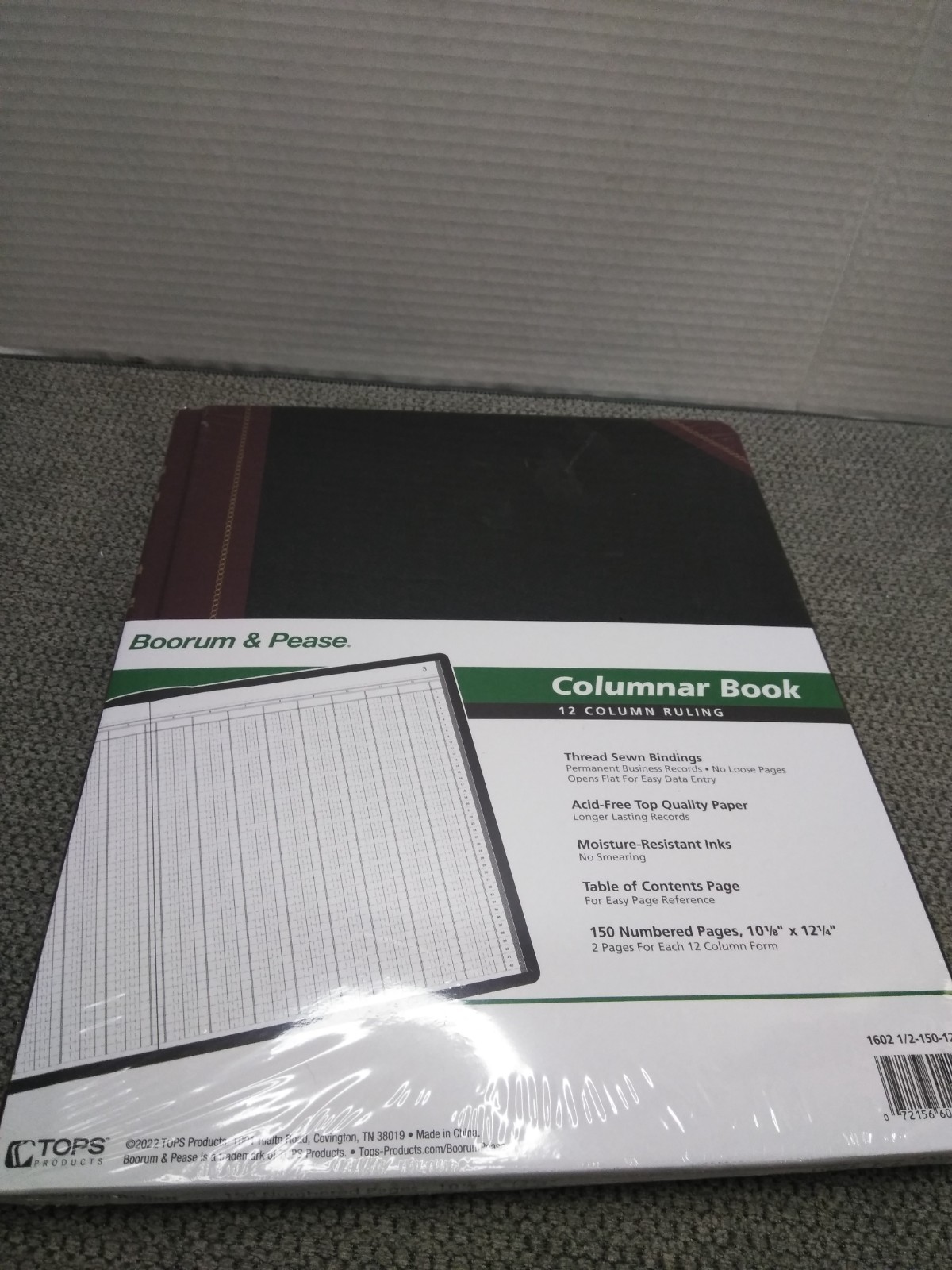 Boorum & Pease Columnar Accounting Book 12 Column Black Cover 150 Pages 1602 1/2