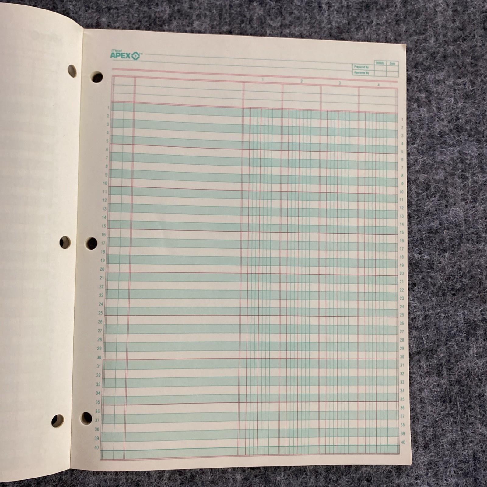 Vintage 1988 Mead Apex 4 Columnar Accounting Pad 45 Of 50 Pages Model 58240