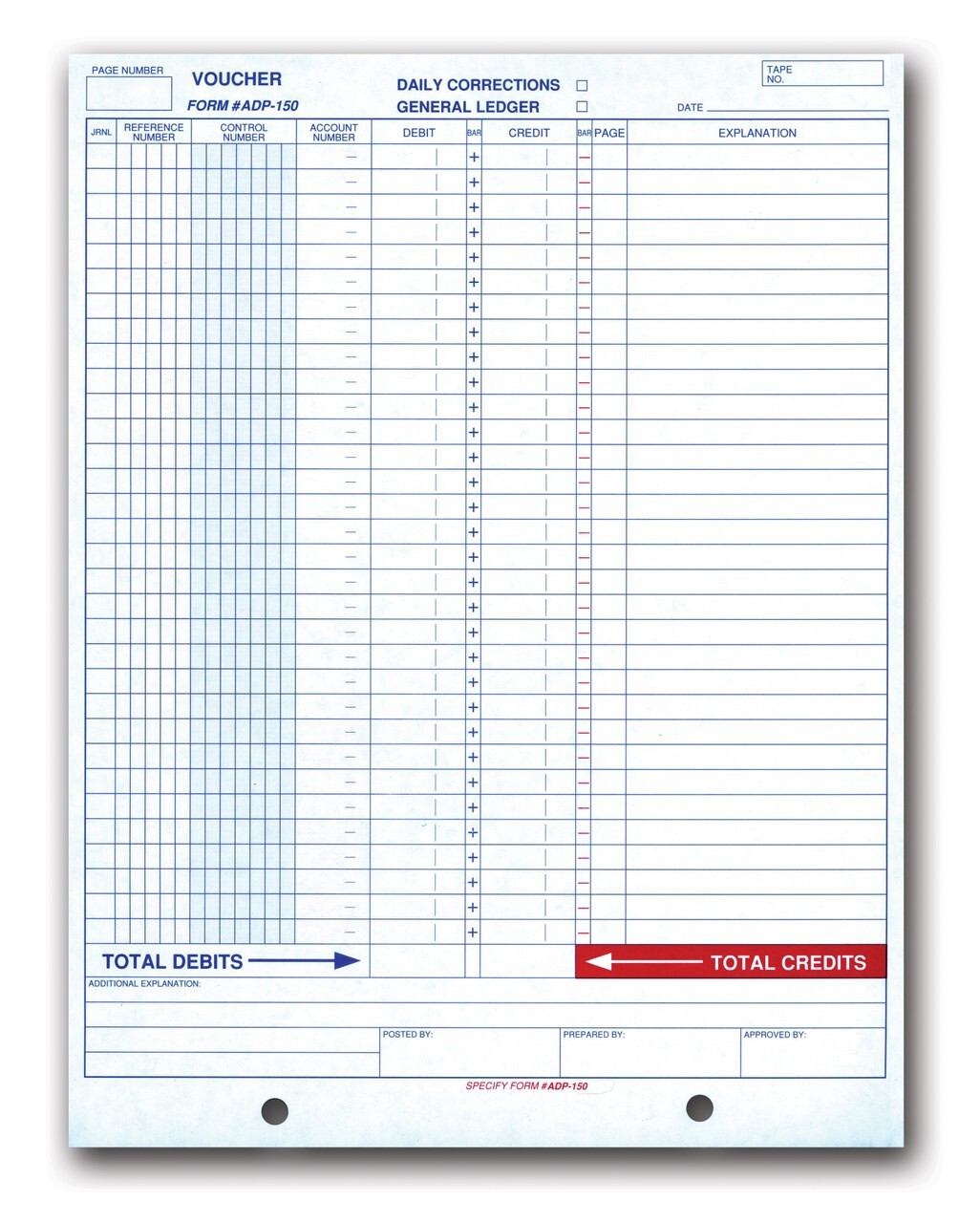 General Journal Voucher – ADP-150 – QTY. 100