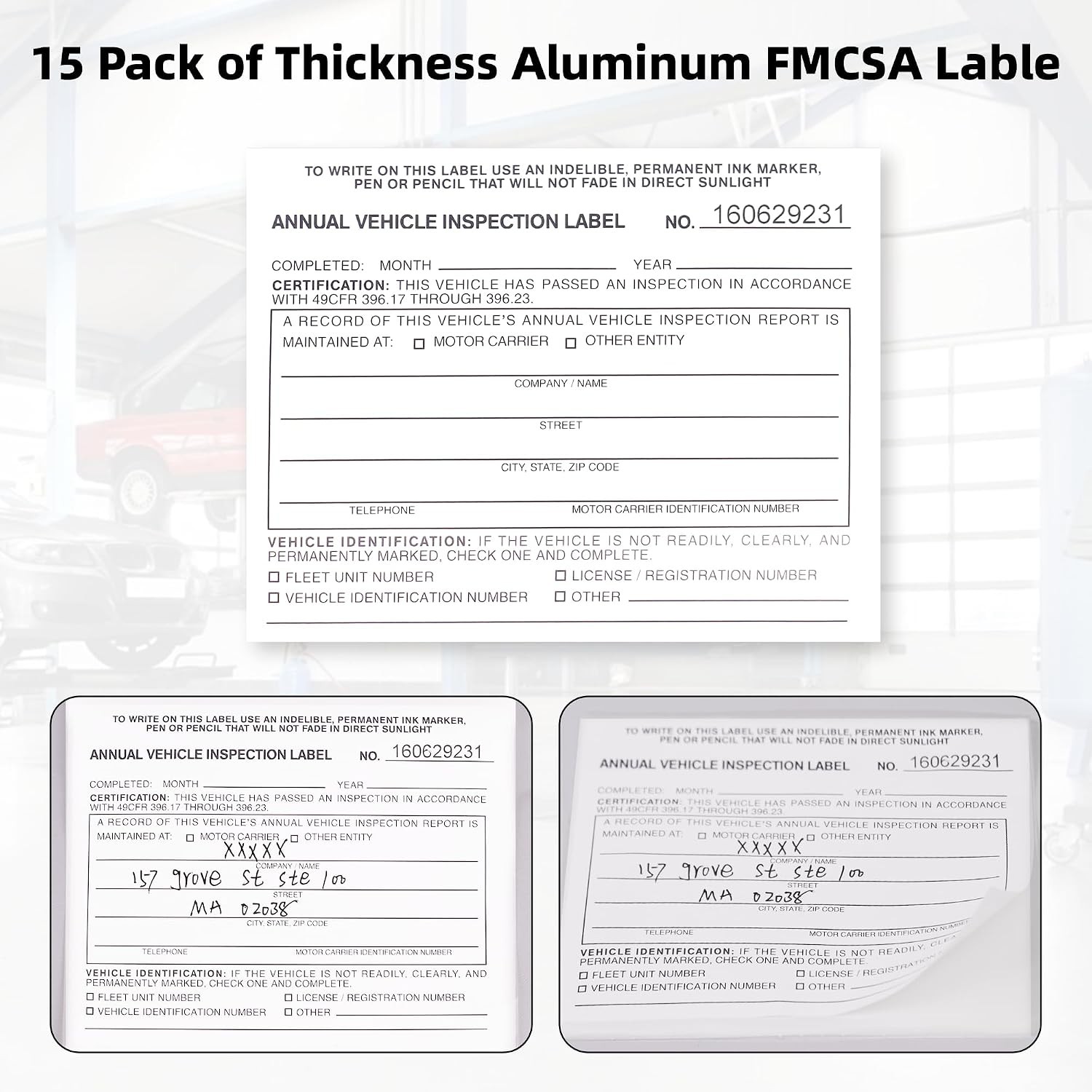 15-Pack Annual Vehicle Inspection Report Form, 3-Ply Carbonless Form and Hardboa