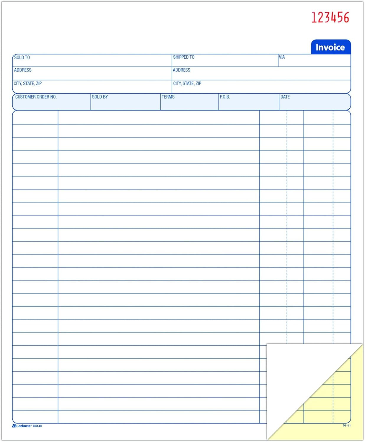 Invoice Book, 8-3/8 X 10-11/16 Inches, 2-Part, Carbonless, White/Canary