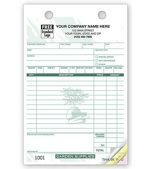 500 Garden Supply Register Form – 3 Part Large Classic / Nebs Deluxe No. 2519T