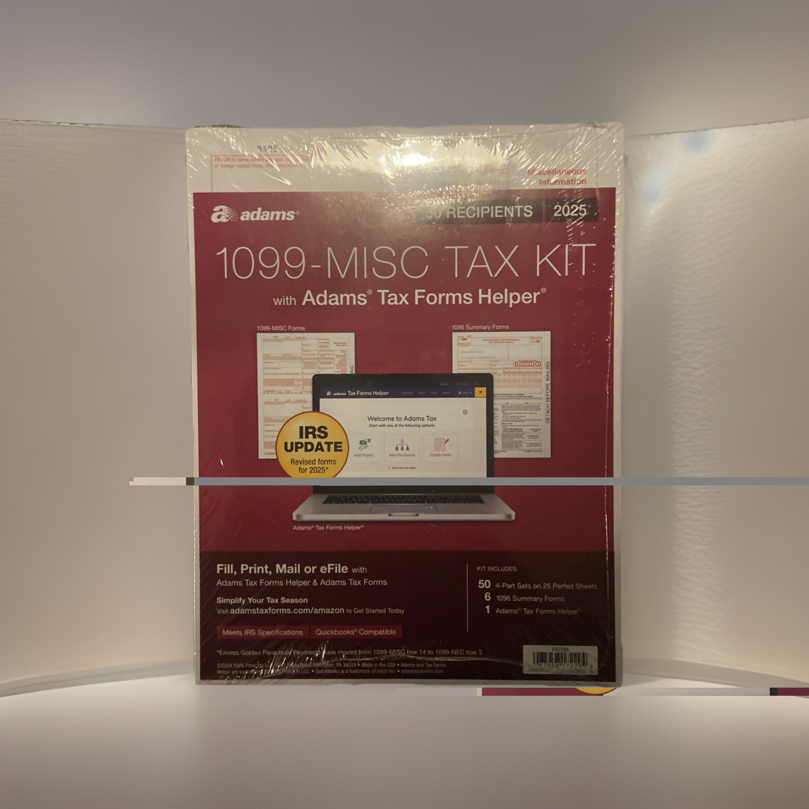 Adams 1099 MISC Forms 2025, 4 Part Kit for 50 Recipients, Includes 6 1096 Forms