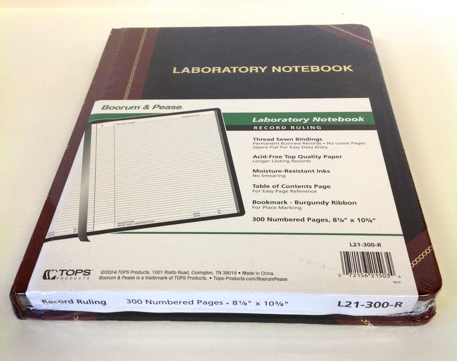 Boorum & Pease L21-300-R Laboratory Notebook Black/Red 8.13″ x 10.38″ 300 pages
