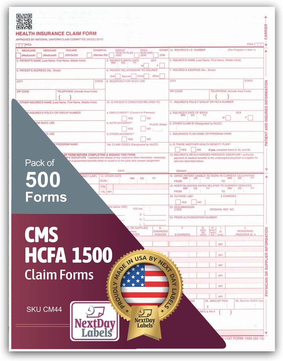 CMS 1500 / HCFA 1500 Insurance Claim Forms – Laser/Ink-Jet Compatible New Ver…