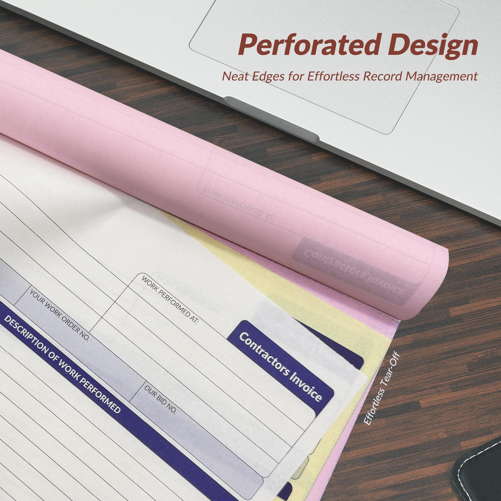 Harfesto Contractor Invoice Book, 3-Part Carbonless, 8×11 inches, Orange