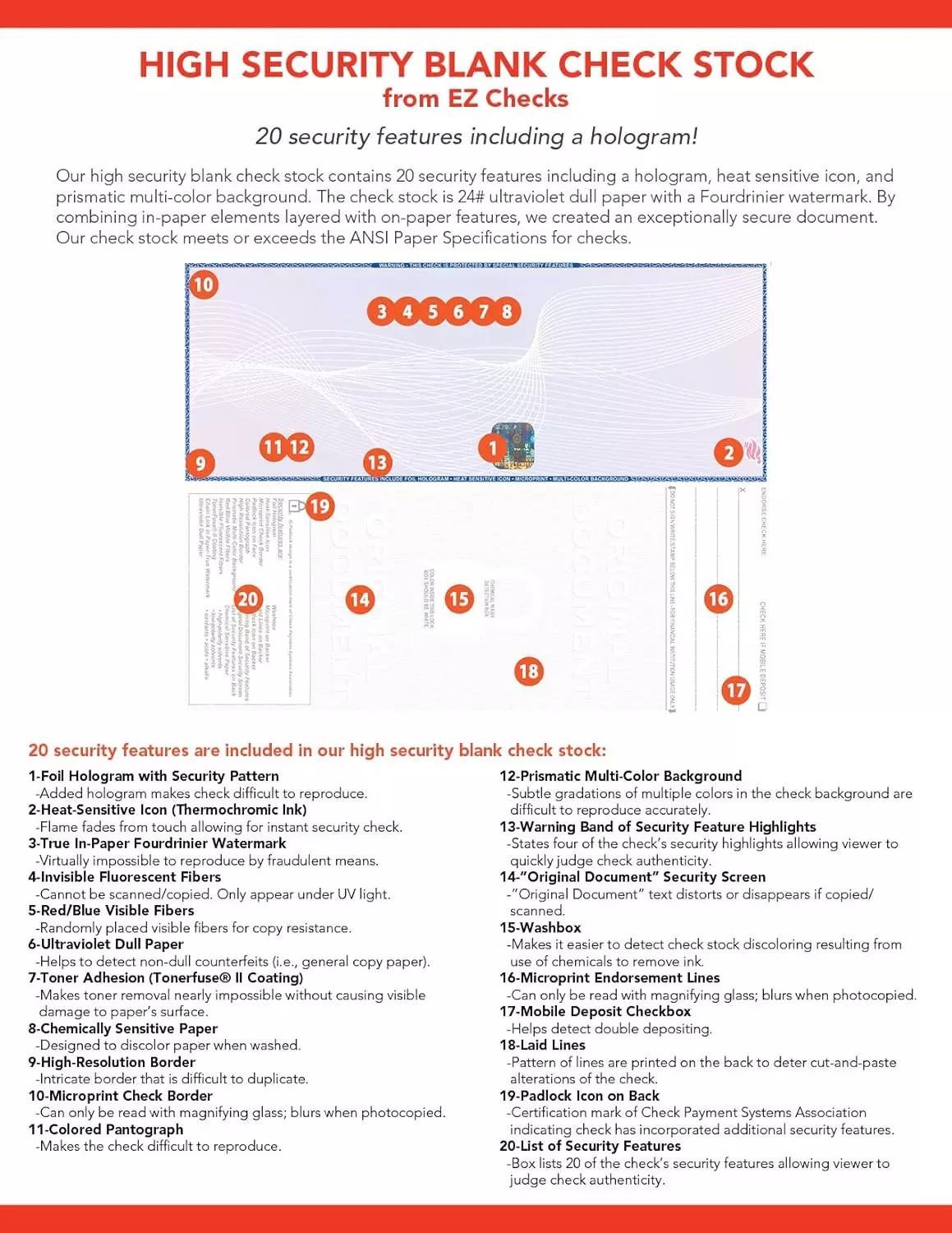 Premium High Security Check Paper with Hologram & 22 Security Features