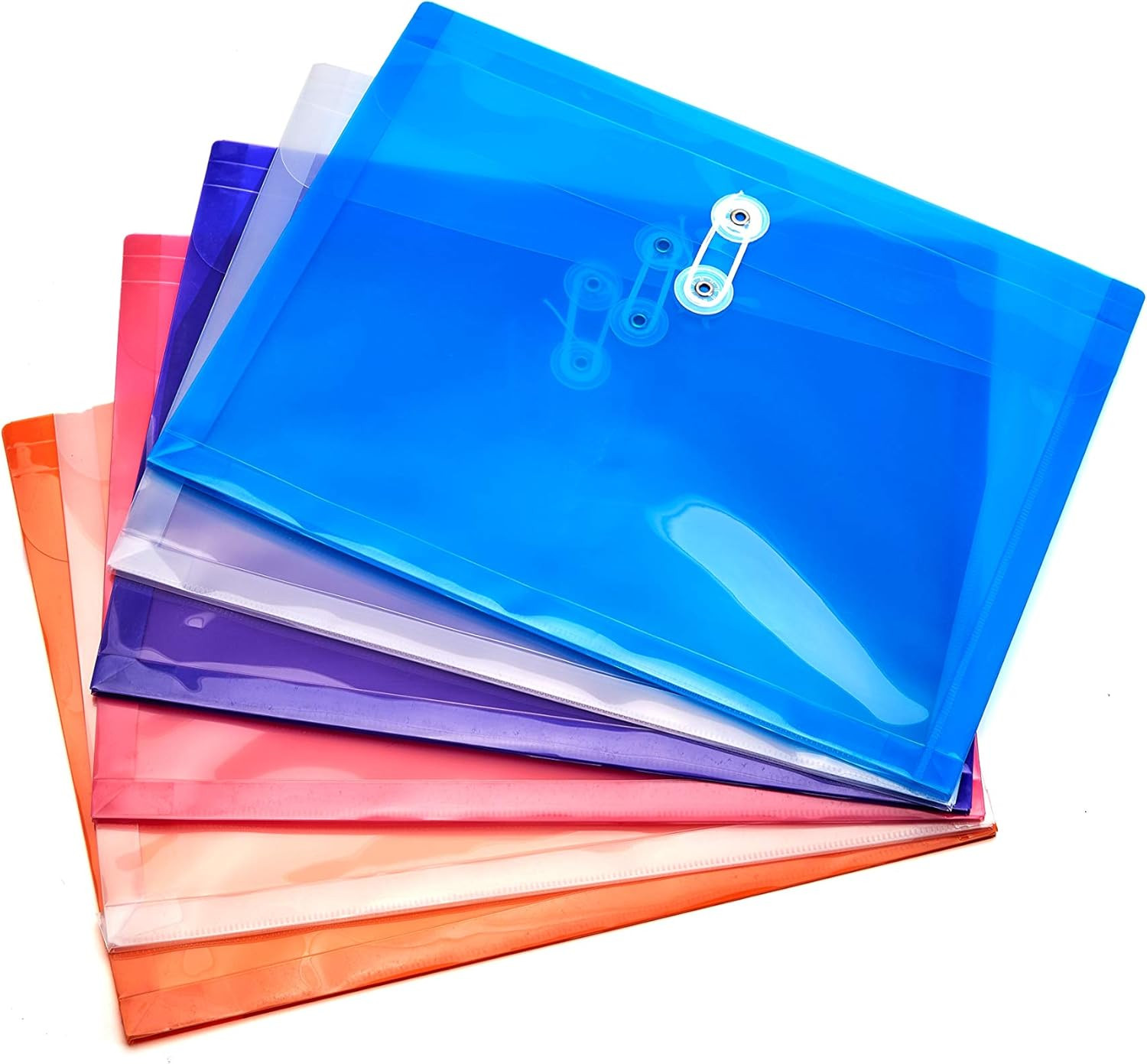 Plastic Letter Size Envelopes with Button & String Tie Closure, 1-1/6″ Expansion