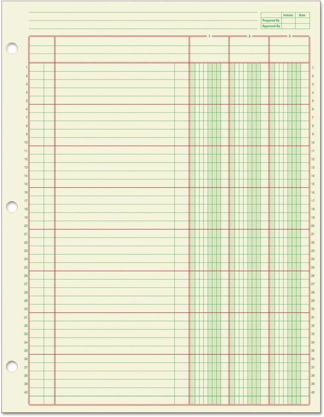 Adams Columnar Analysis Pad, 3 Column, 8 1/2 X 11, Single Page Format, 50 Sheets