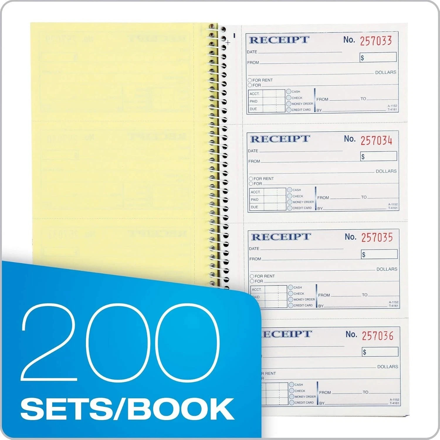 Adams SC1152 Spiral Money Rent Receipt Books, 2 Part, 5-1/4″ x 11″, 5 Pack