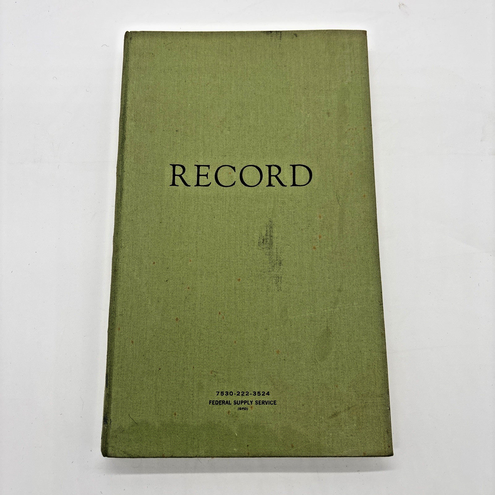 Vintage Government Federal Supply Service Record Book 14 X 8″ Blank green Unused