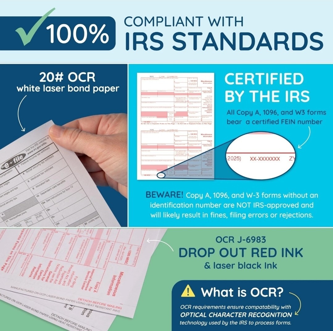 2025 W2 6 Part Tax Forms Kit, 100 Employee Kit of Laser Designed…